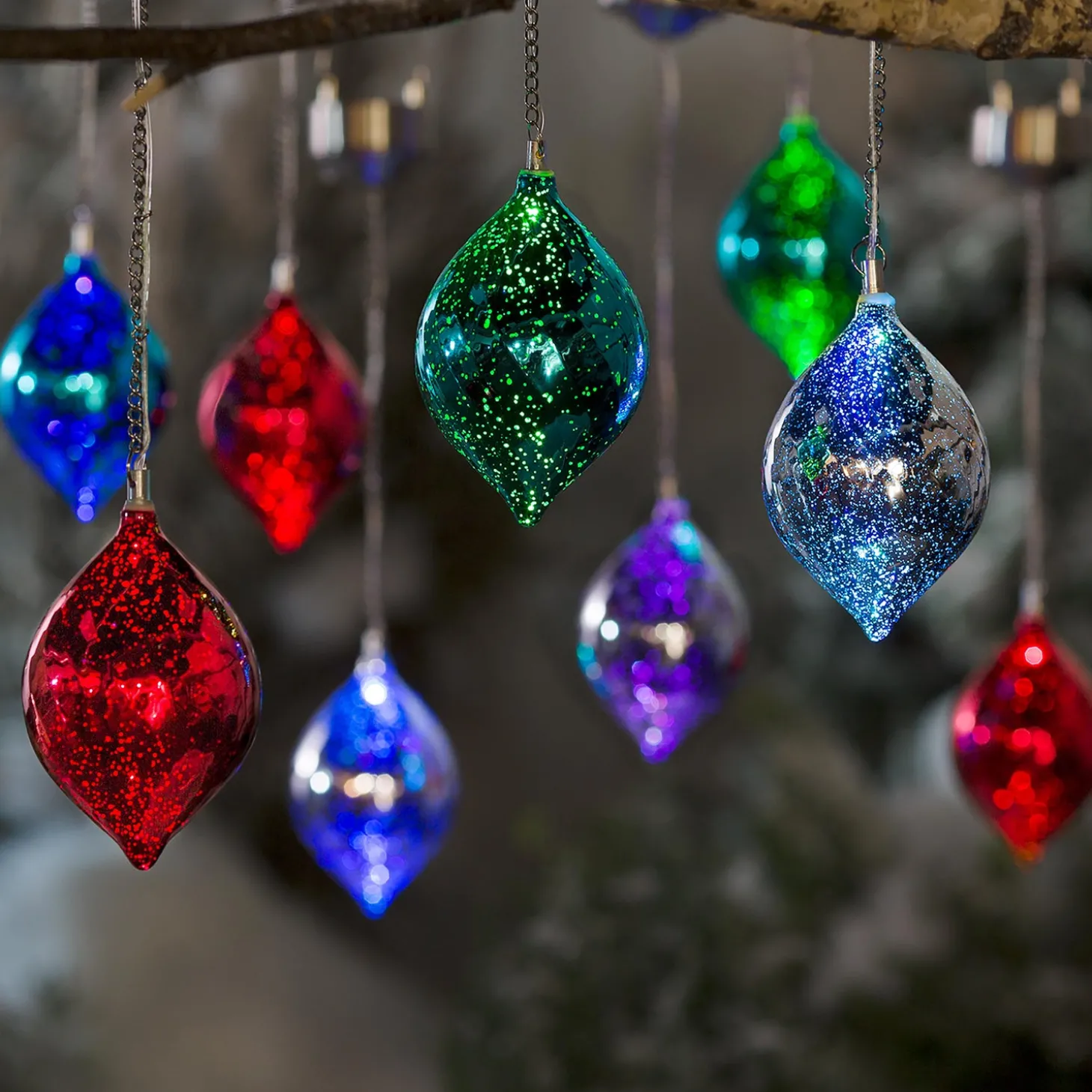 Garden Path Lighting>Plow & Hearth Color Changing Mercury Glass Solar Ornaments, Set of 3
