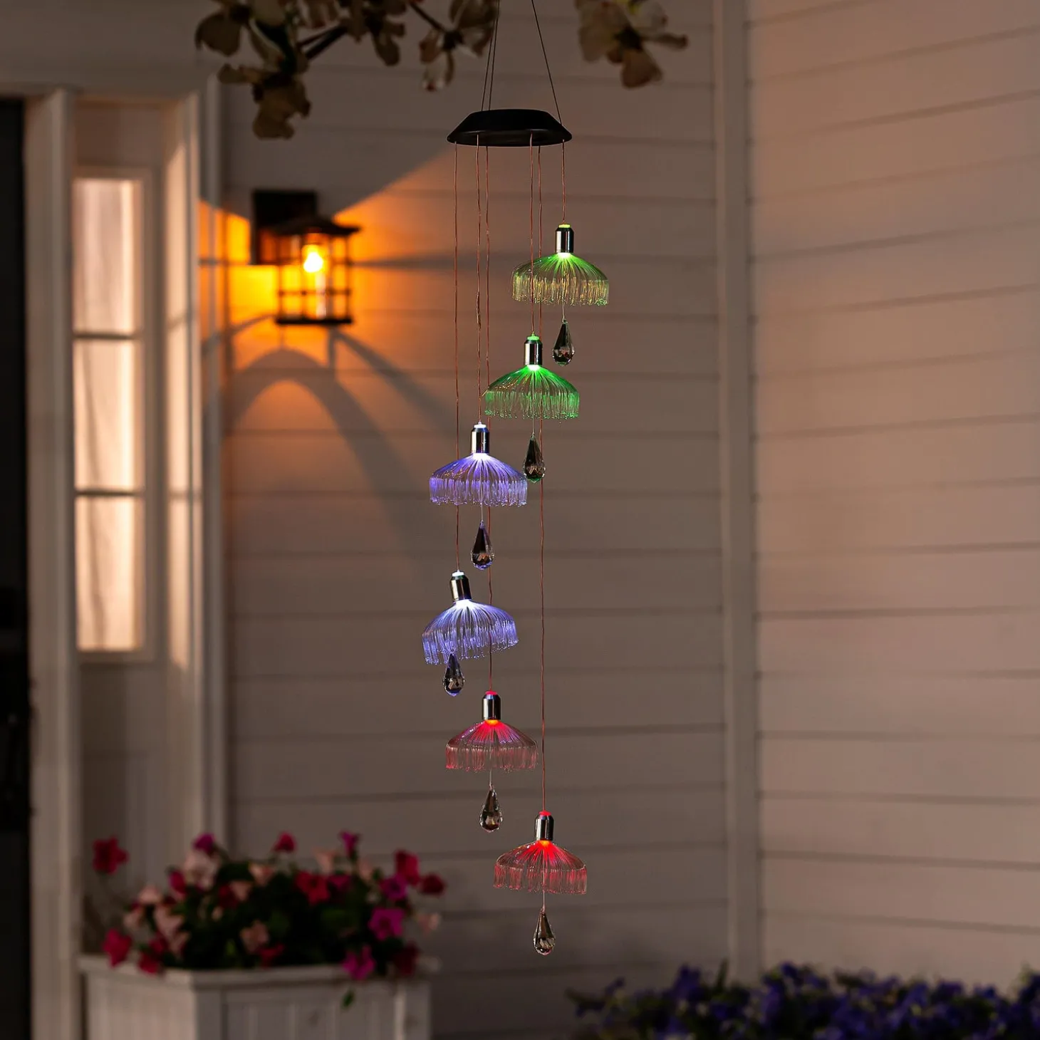 Wind Chimes & Mobiles | Solar Accents>Plow & Hearth Color Changing Solar Mobile, Umbrella