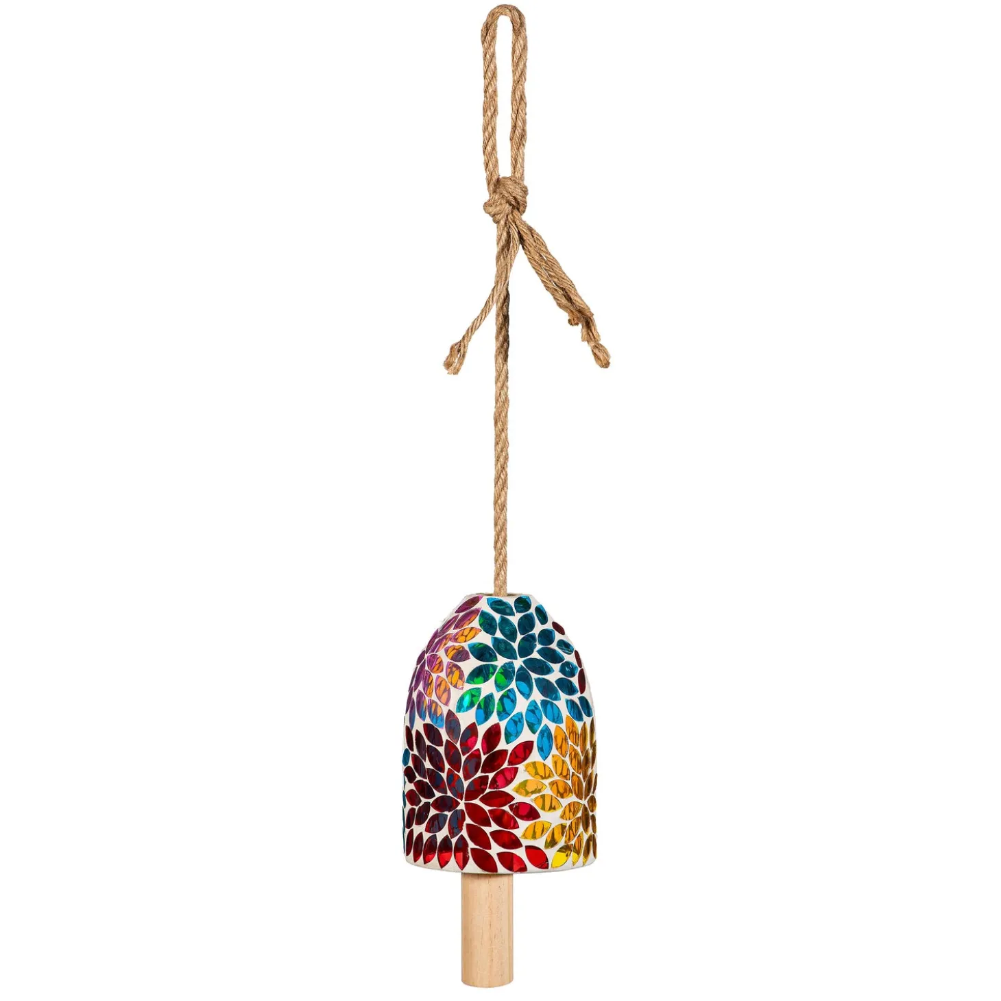 Wind Chimes & Mobiles>Plow & Hearth Colorful Flowers Mosaic Bell