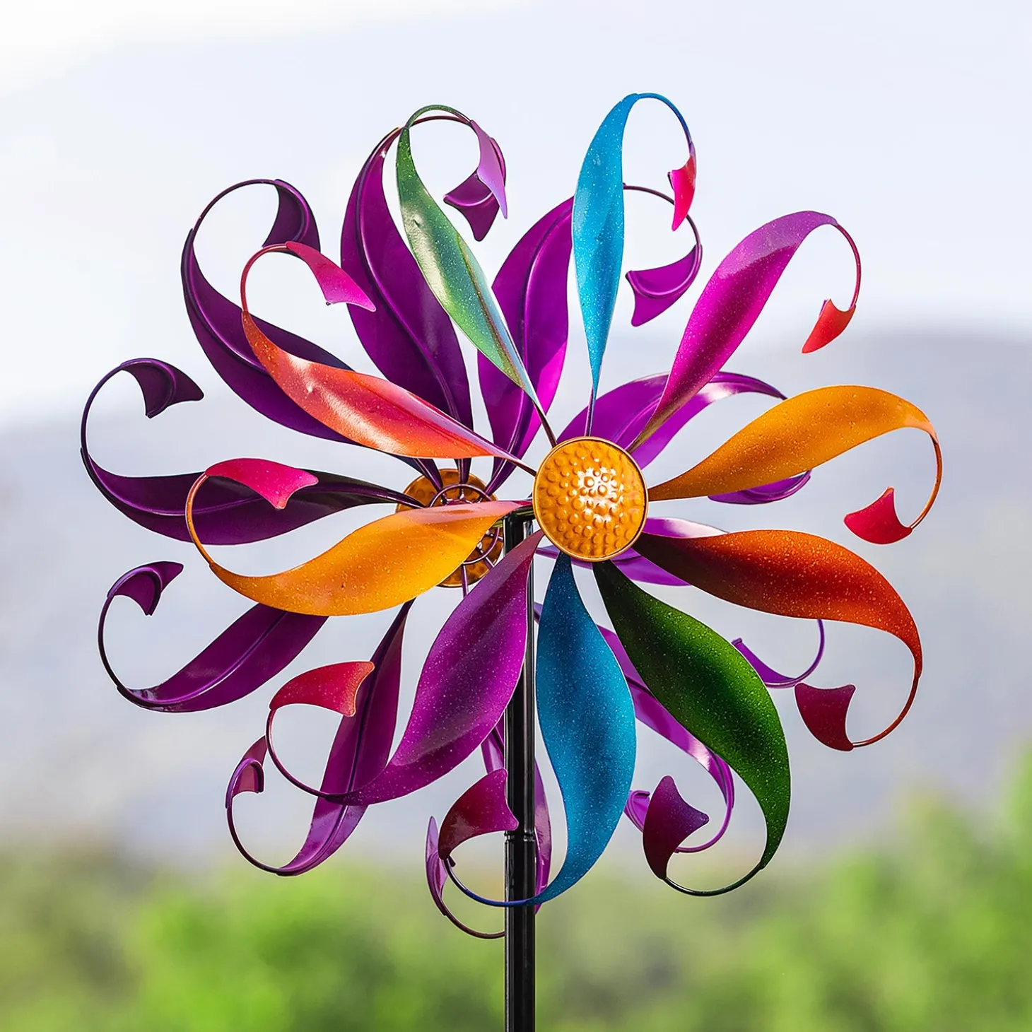 Wind Spinners>Plow & Hearth Colorful Mermaid Tail Metal Wind Spinner Multi