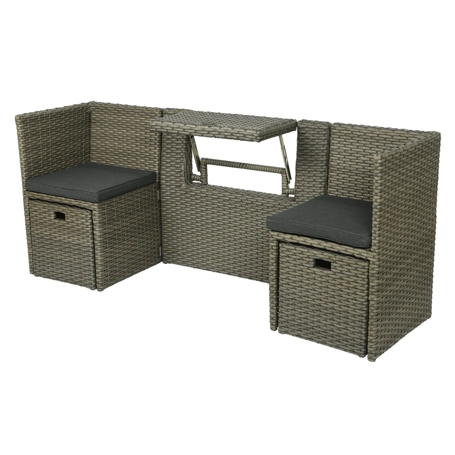 Outdoor Seating Sets>Plow & Hearth Compact Modular Wicker Balcony Seating Set with Multiple Configurations AntiqueBrown