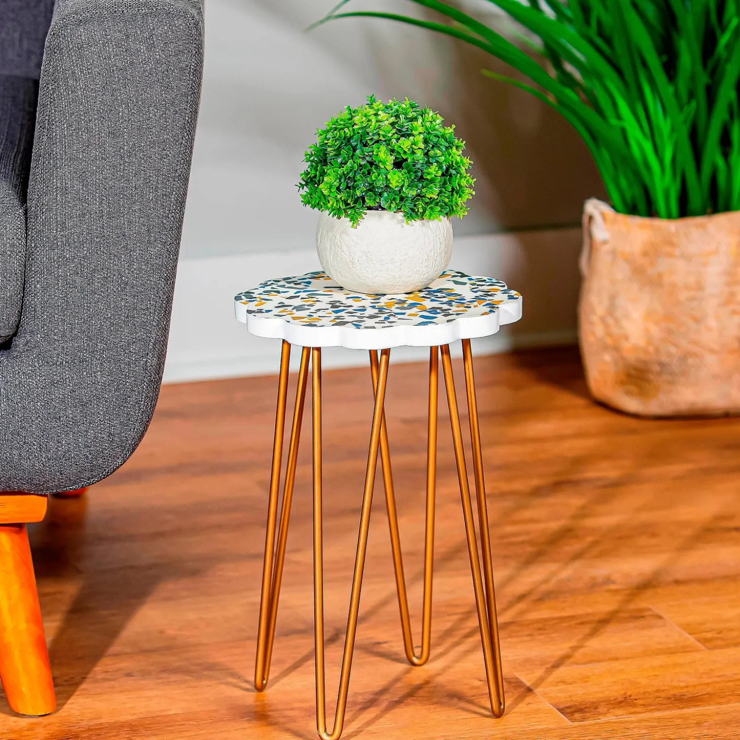 Planters & Plant Stands | Accent Tables>Plow & Hearth Confetti Plant Stand with Metal Legs