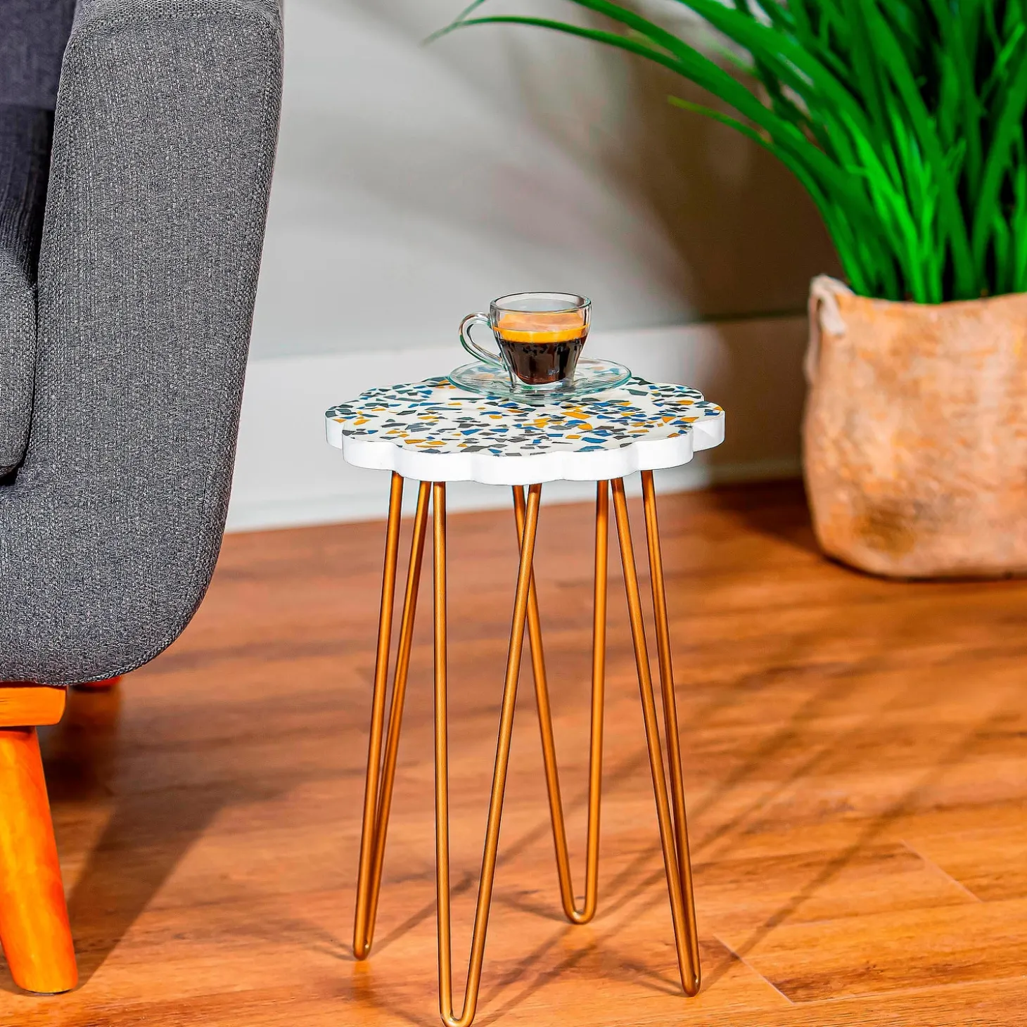 Planters & Plant Stands | Accent Tables>Plow & Hearth Confetti Plant Stand with Metal Legs