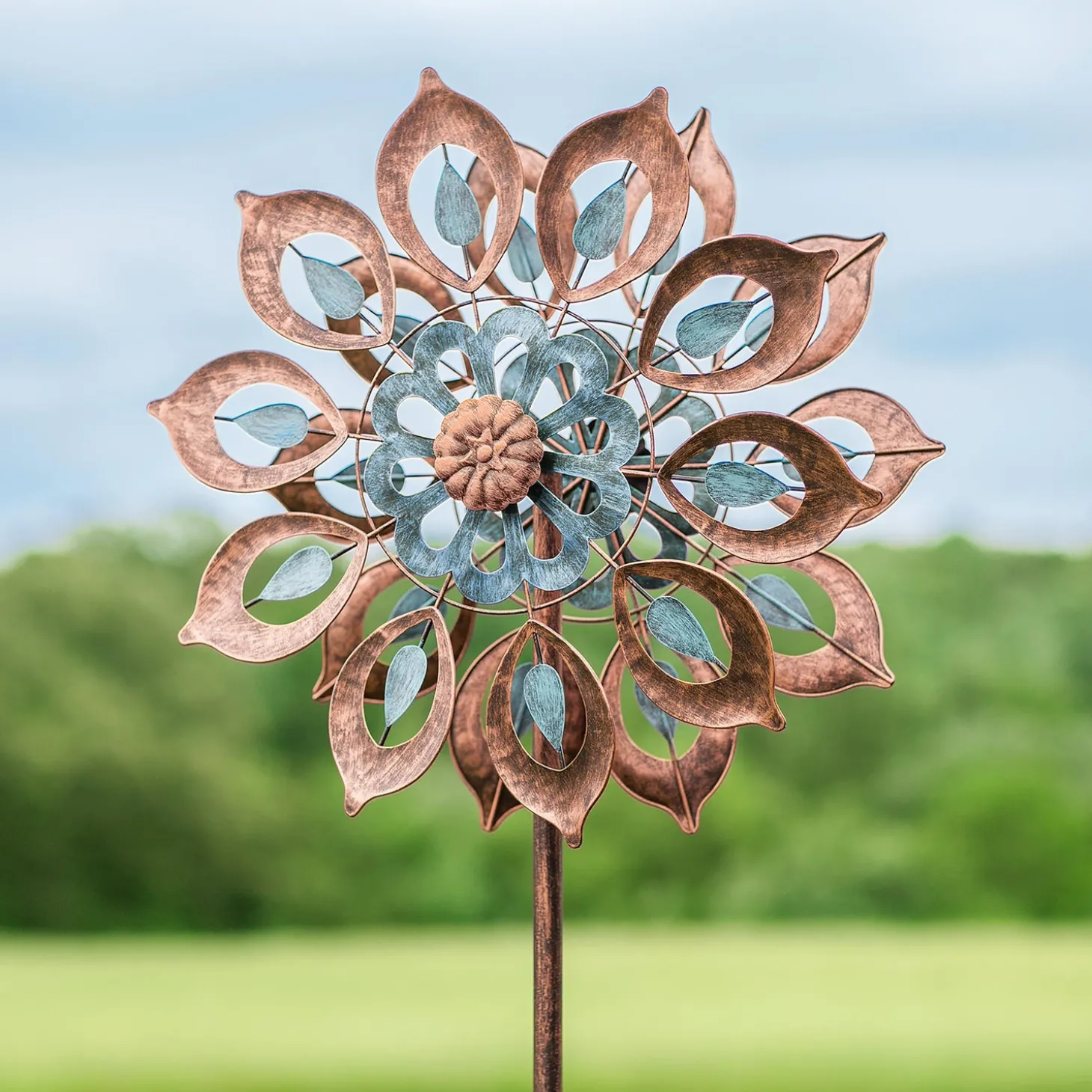 Wind Spinners>Plow & Hearth Copper Lily Wind Spinner