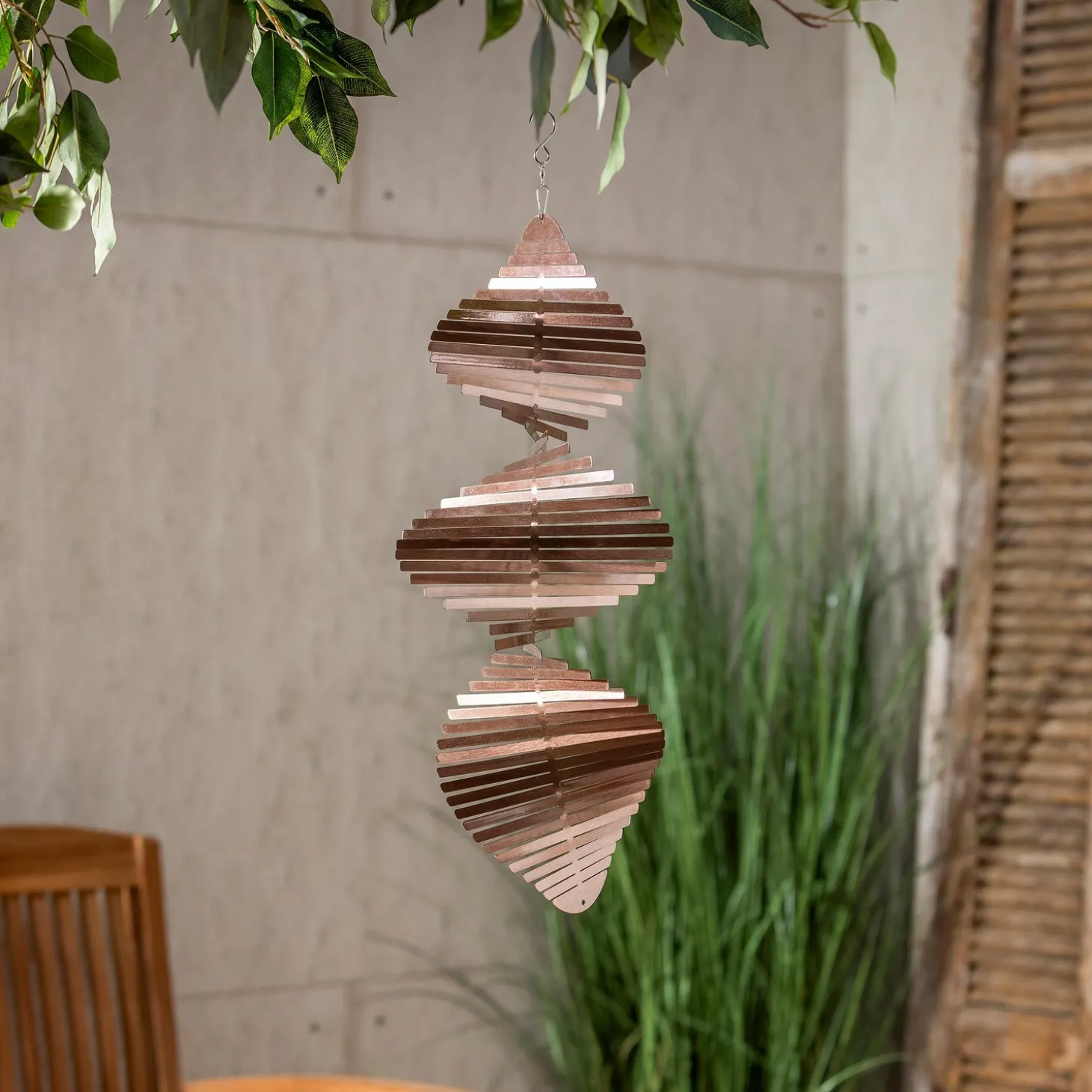 Wind Spinners | Wind Chimes & Mobiles>Plow & Hearth Copper Stainless Steel Illusion Spinner, 20"H