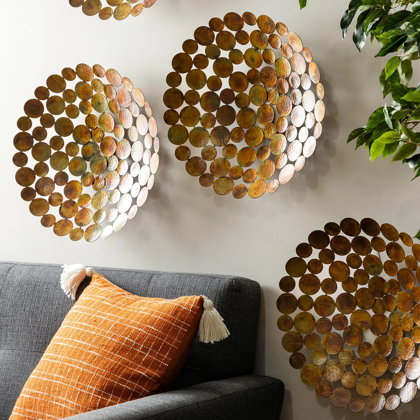 Wall Art>Plow & Hearth Copper-Finished Metal Wall Décor