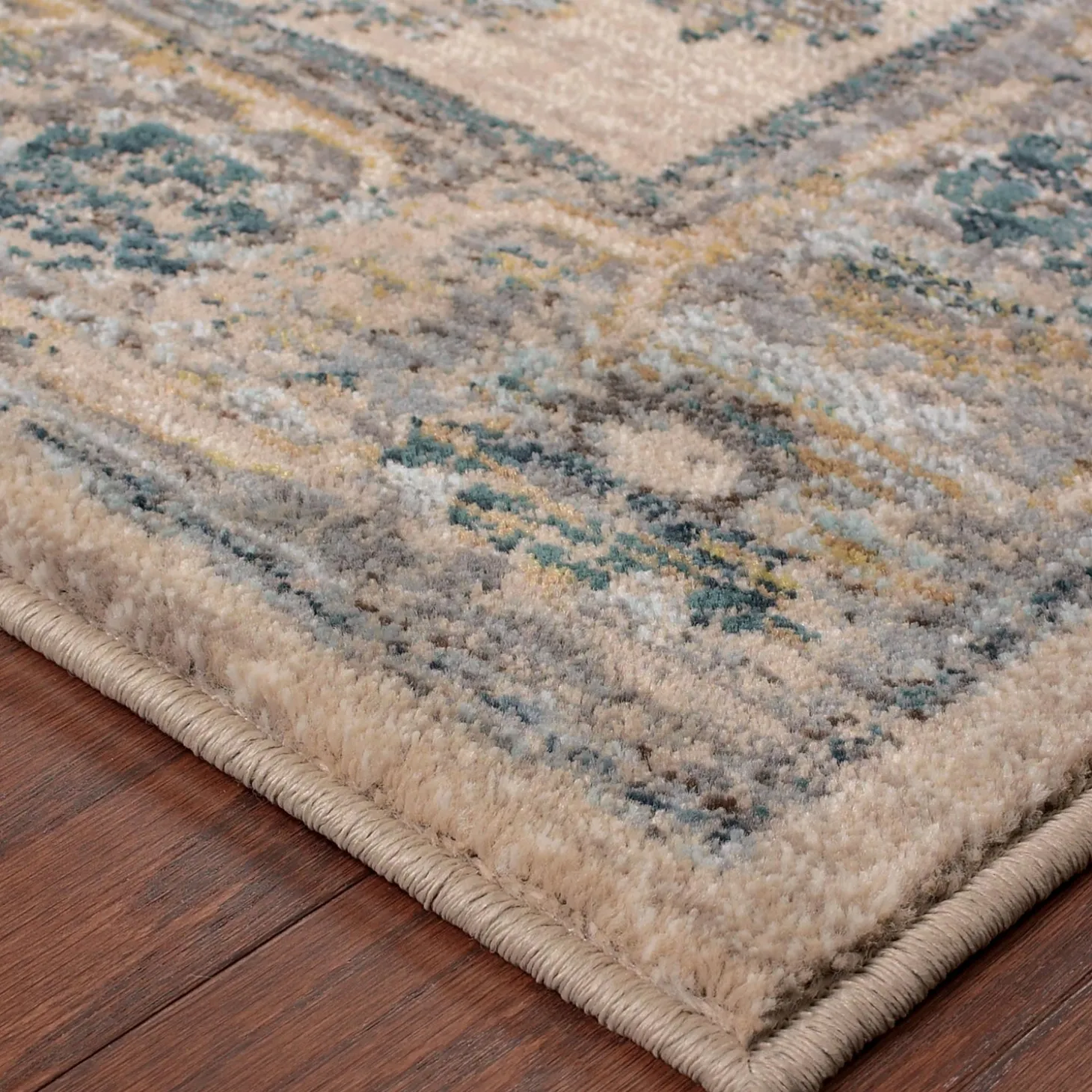 Area Rugs>Plow & Hearth Covington and Blue Antiqued Floral Rug, 7'10" x 10'10" Ivory