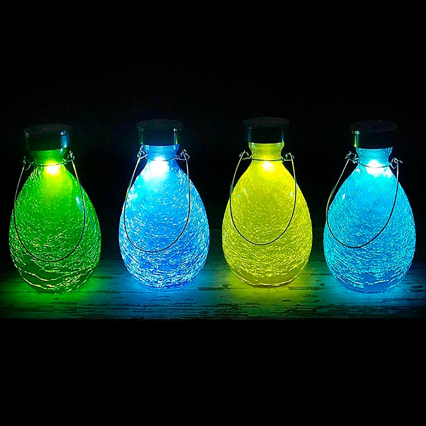 Solar Accents | Lighted Garden Decorations>Plow & Hearth Crackled Glass Teardrop Solar Lantern