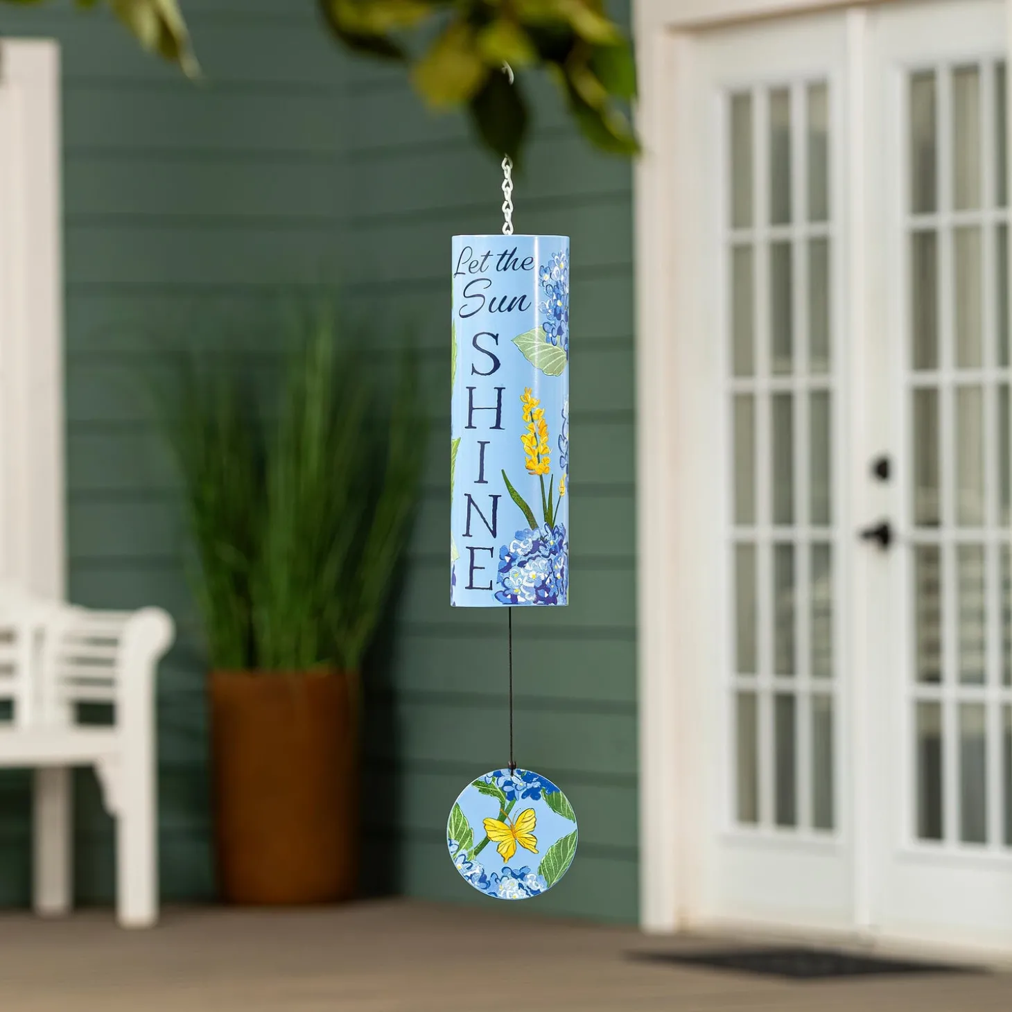 Wind Chimes & Mobiles>Plow & Hearth Cylinder Chime, "Let the Sun Shine", 36"