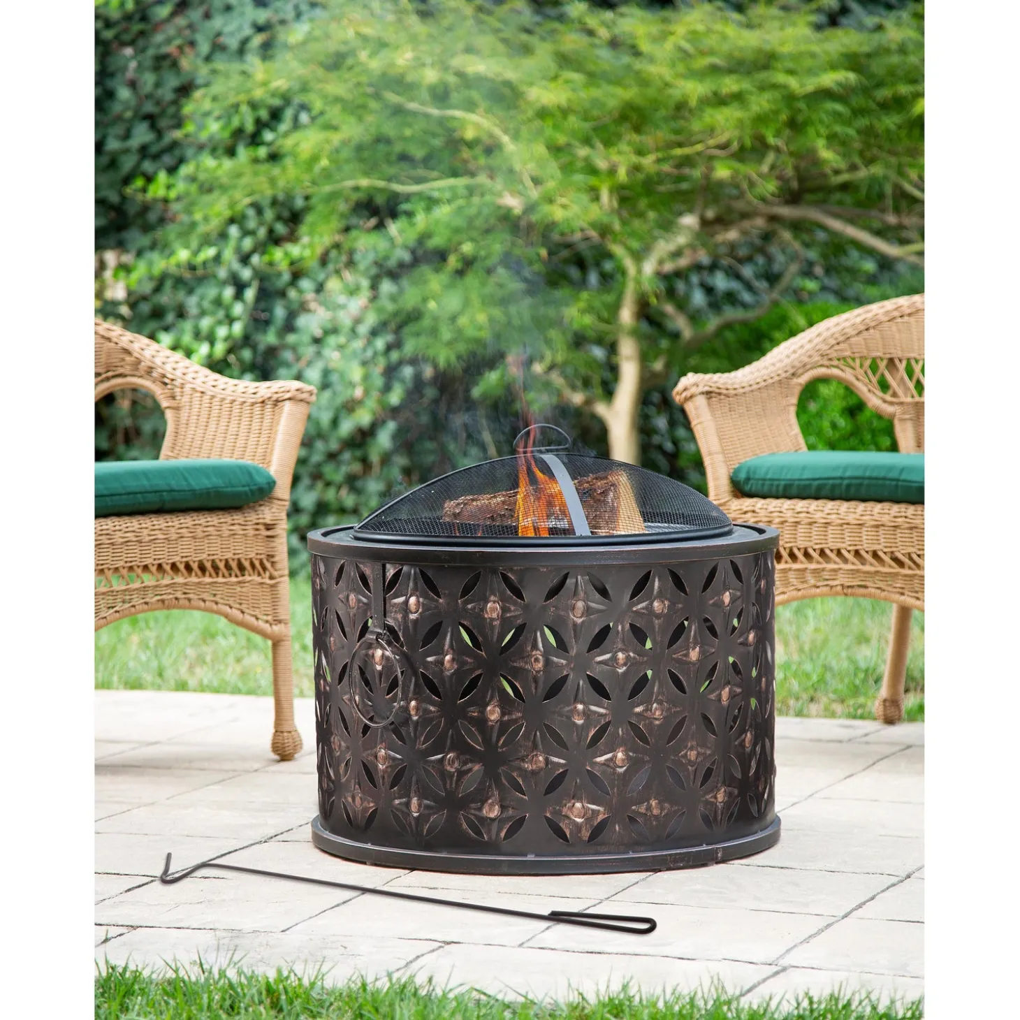 Fire Pits | Fire Pits>Plow & Hearth Cylinder Lattice Fire Pit