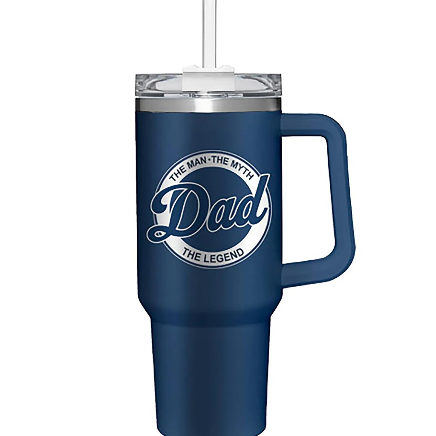 Travel Cups>Plow & Hearth Dad The Man The Myth The Legend Canyon Cup, Double Wall Stainless Steel w/ Straw, 40oz, Gift Box