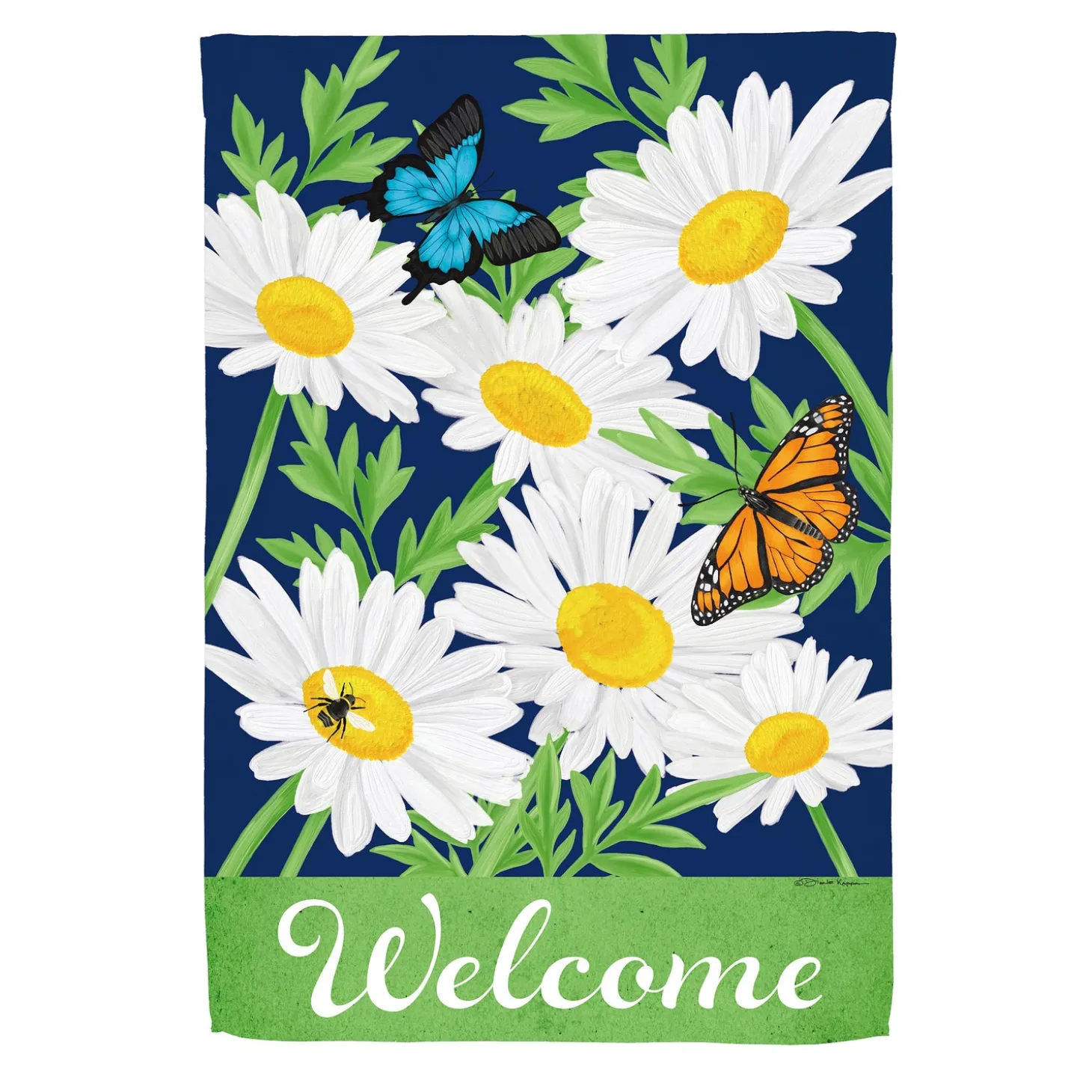 Garden Flags>Plow & Hearth Daisy Garden Suede Garden Flag