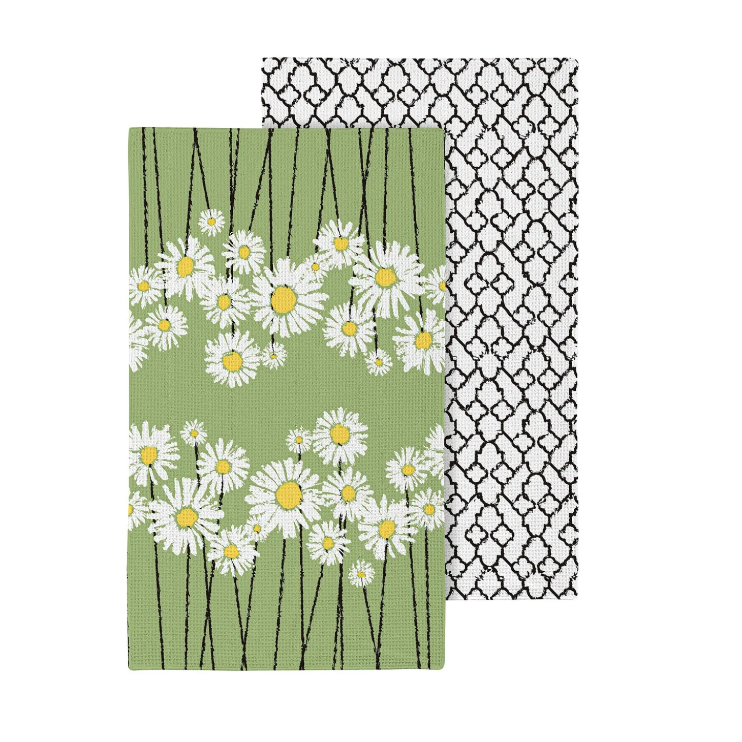 Kitchen Linens>Plow & Hearth Daisy Scape Quick Dry Kitchen Towel, 18" x 30"