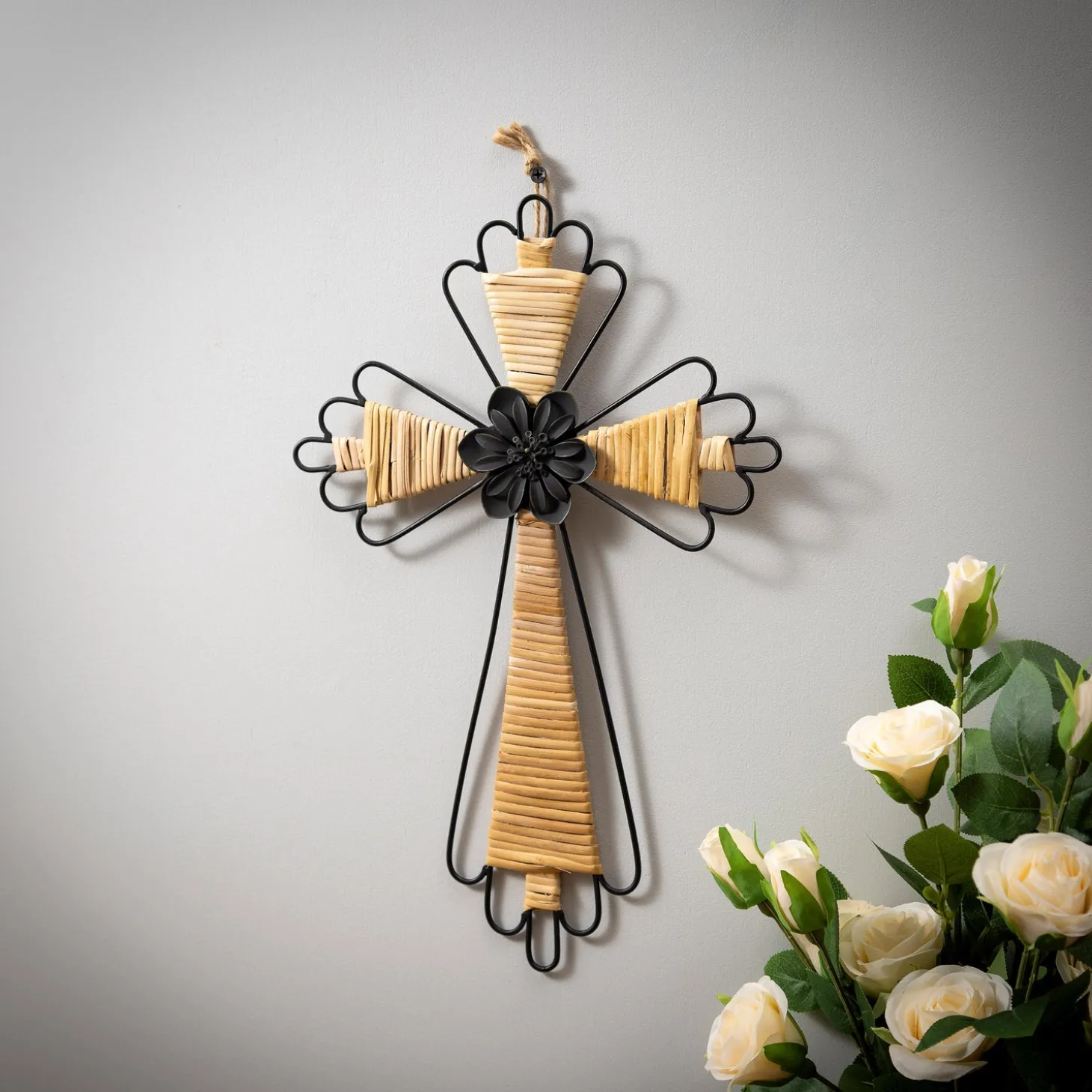 Memorial & Garden Plaques | Wall Art>Plow & Hearth Decorative Cross Wall Décor, 10" L x 15" H