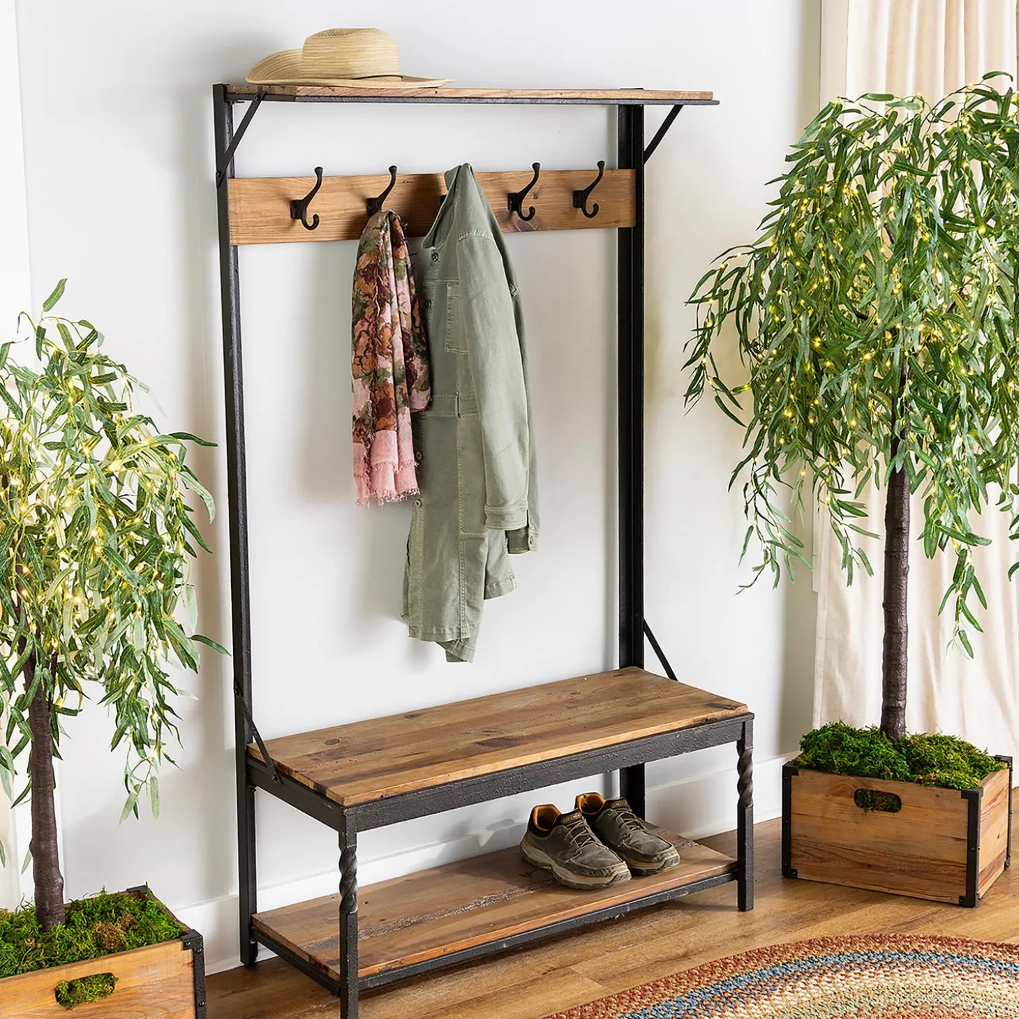 Chests & Storage Cabinets | Bookshelves & Wall Shelves>Plow & Hearth Deep Creek Coat Rack Walnut