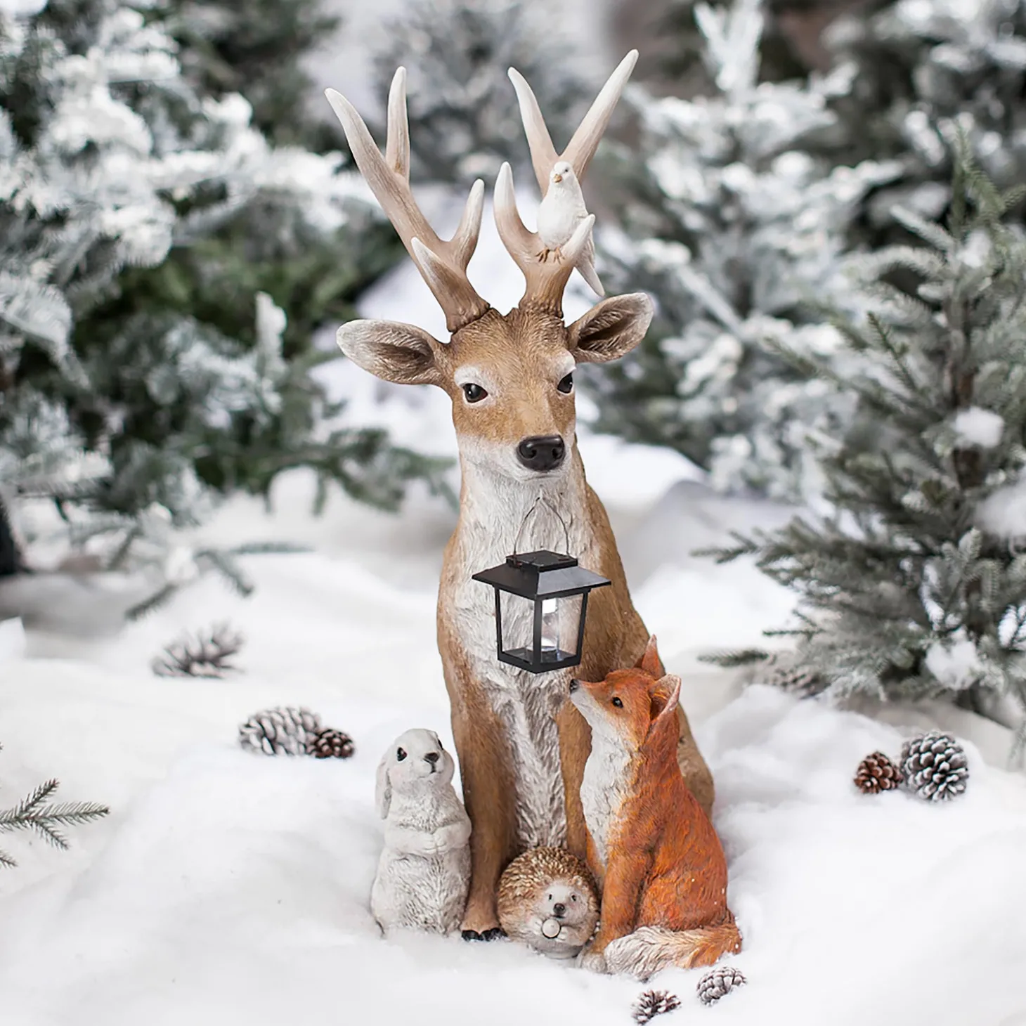 Garden Statues | Solar Accents>Plow & Hearth Deer and Friends Solar Statue