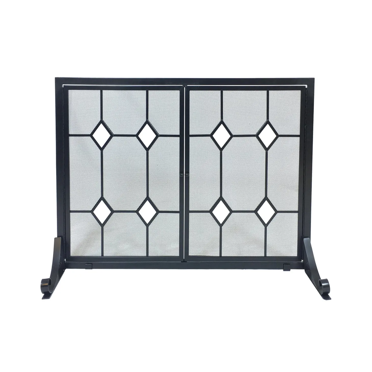 Fireplace Screens With Doors>Plow & Hearth Diamond Glass Fire Screen with Doors