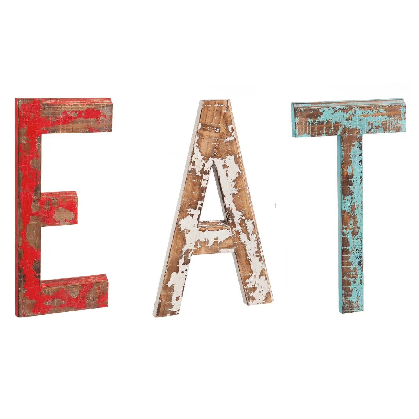 Wall Art>Plow & Hearth Distressed Wooden EAT Wall Décor Set