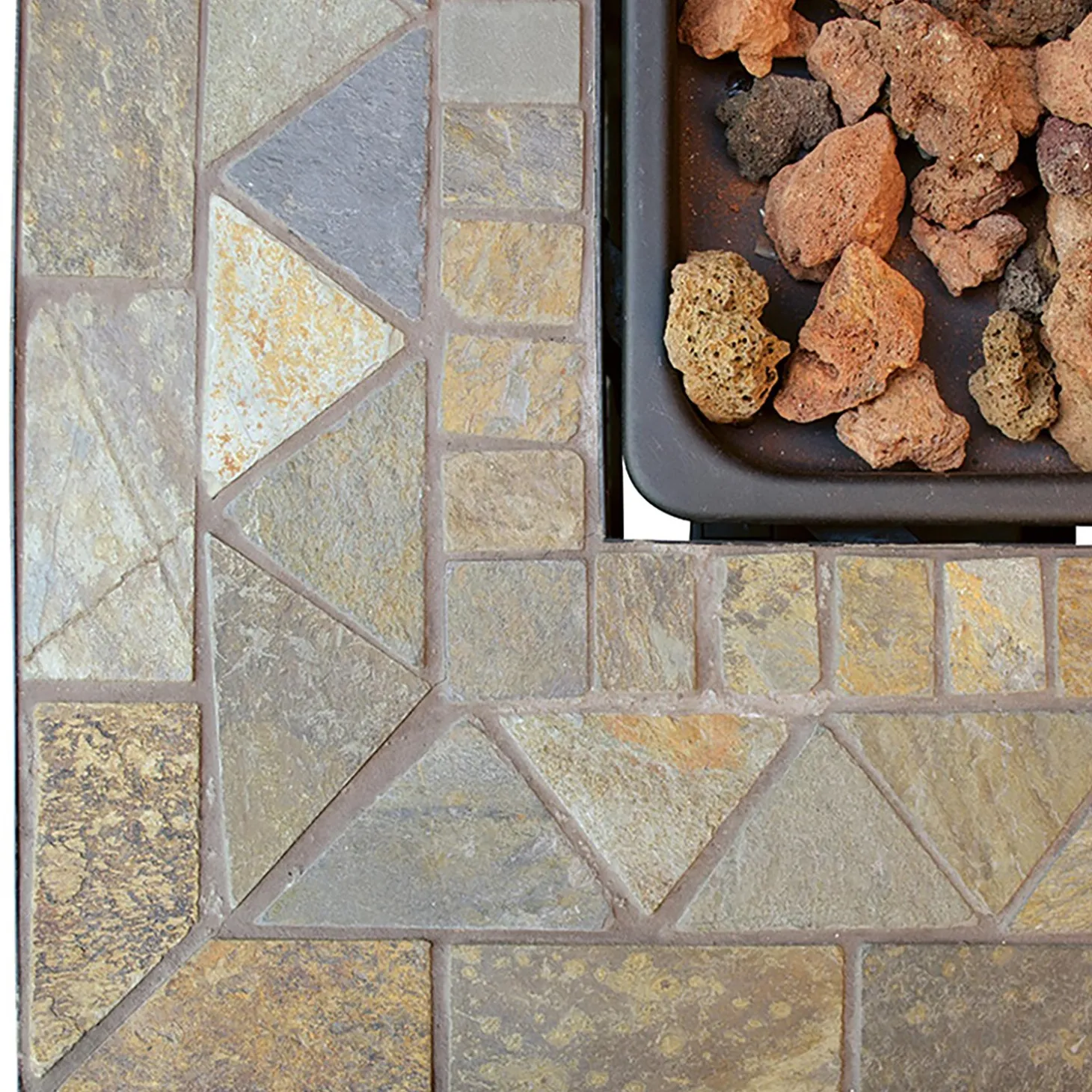 Fire Pits | Fire Pits>Plow & Hearth Dolan Outdoor LP Gas Fire Pit with Slate Tile Top, 30"