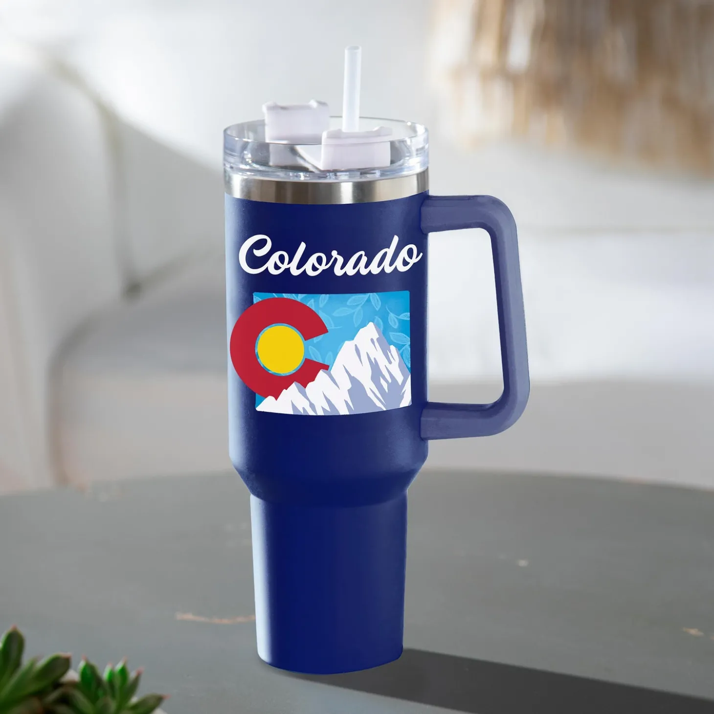 Travel Cups>Plow & Hearth Double Wall Stainless Steel Canyon Cup w/ Straw, 40oz, Gift Box