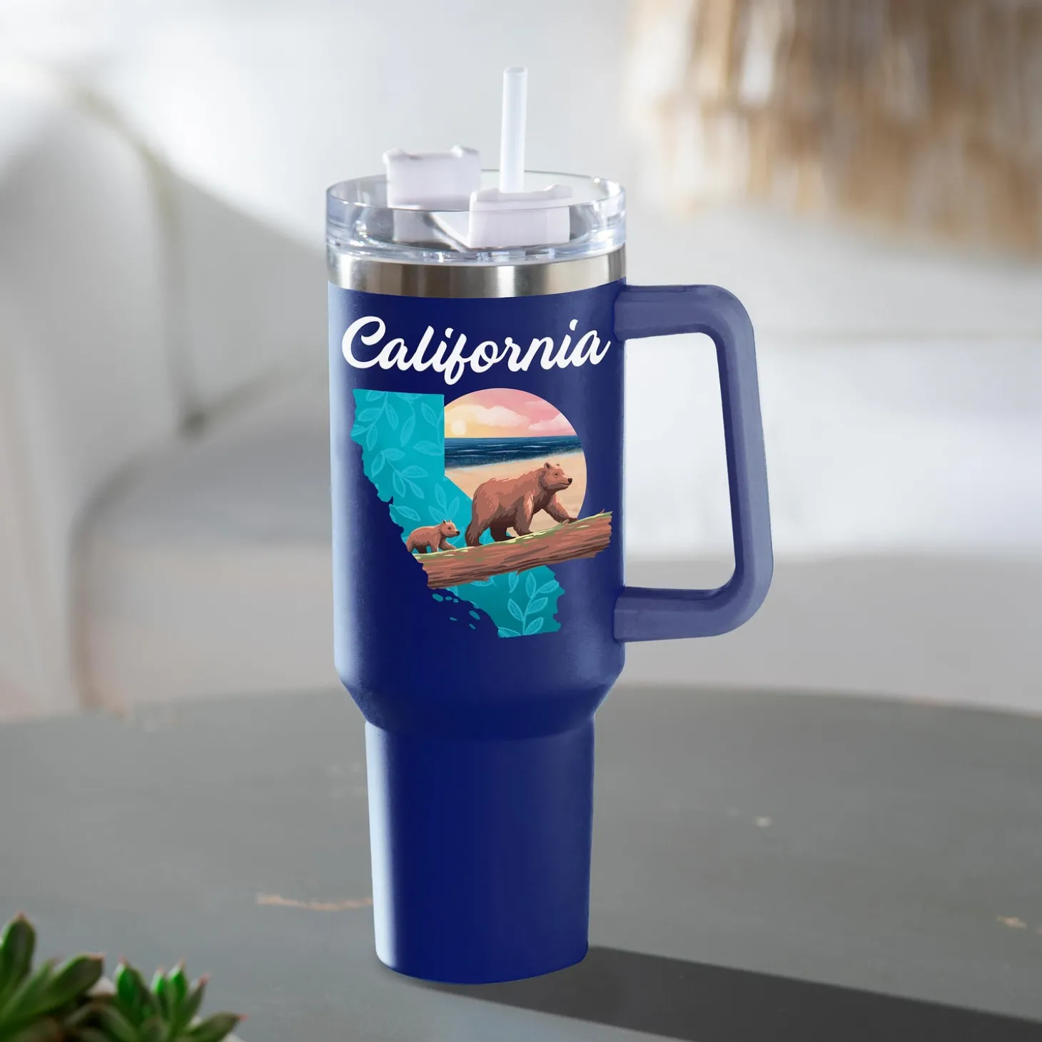 Travel Cups>Plow & Hearth Double Wall Stainless Steel Canyon Cup w/ Straw, 40oz, Gift Box