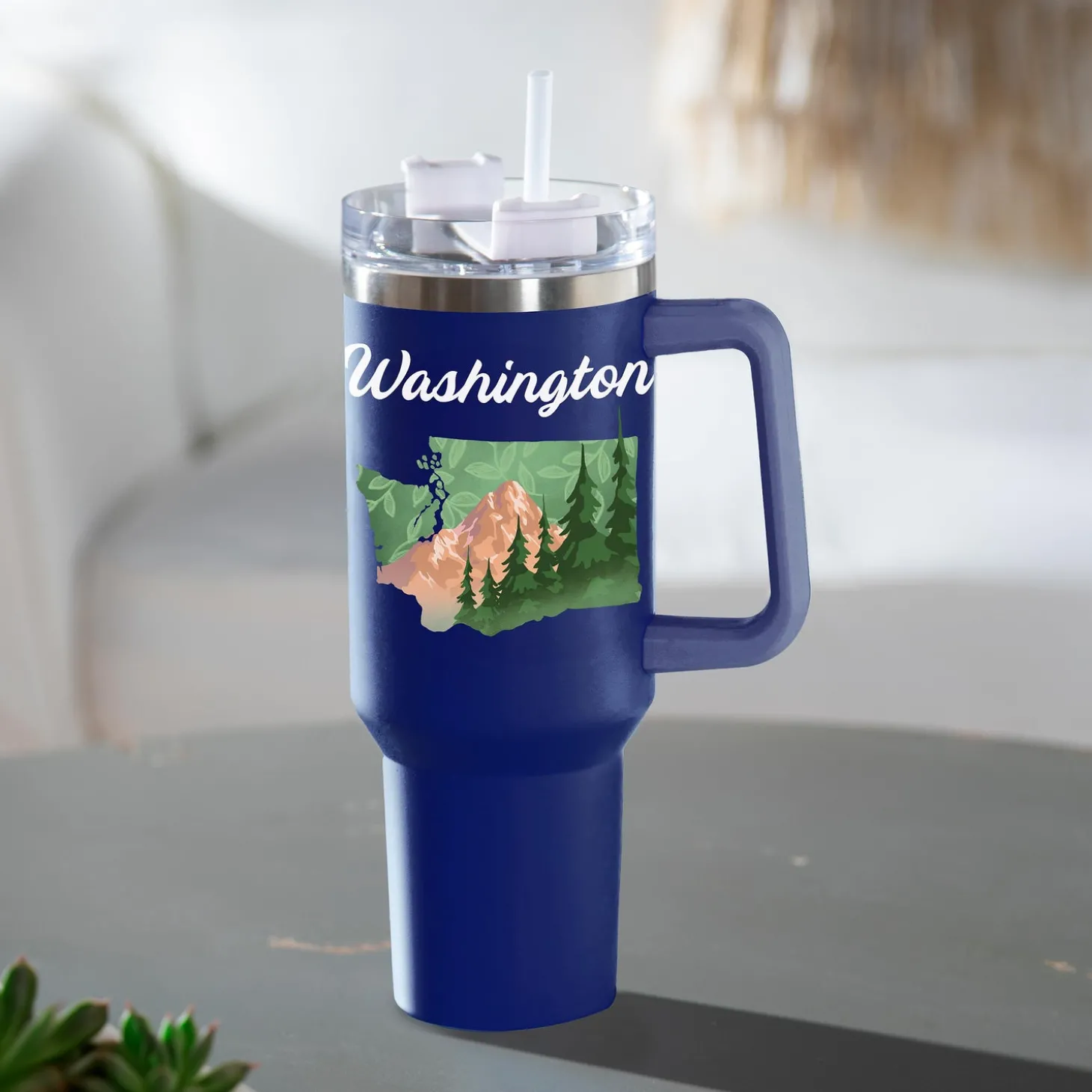 Travel Cups>Plow & Hearth Double Wall Stainless Steel Canyon Cup w/ Straw, 40oz, Gift Box Multi