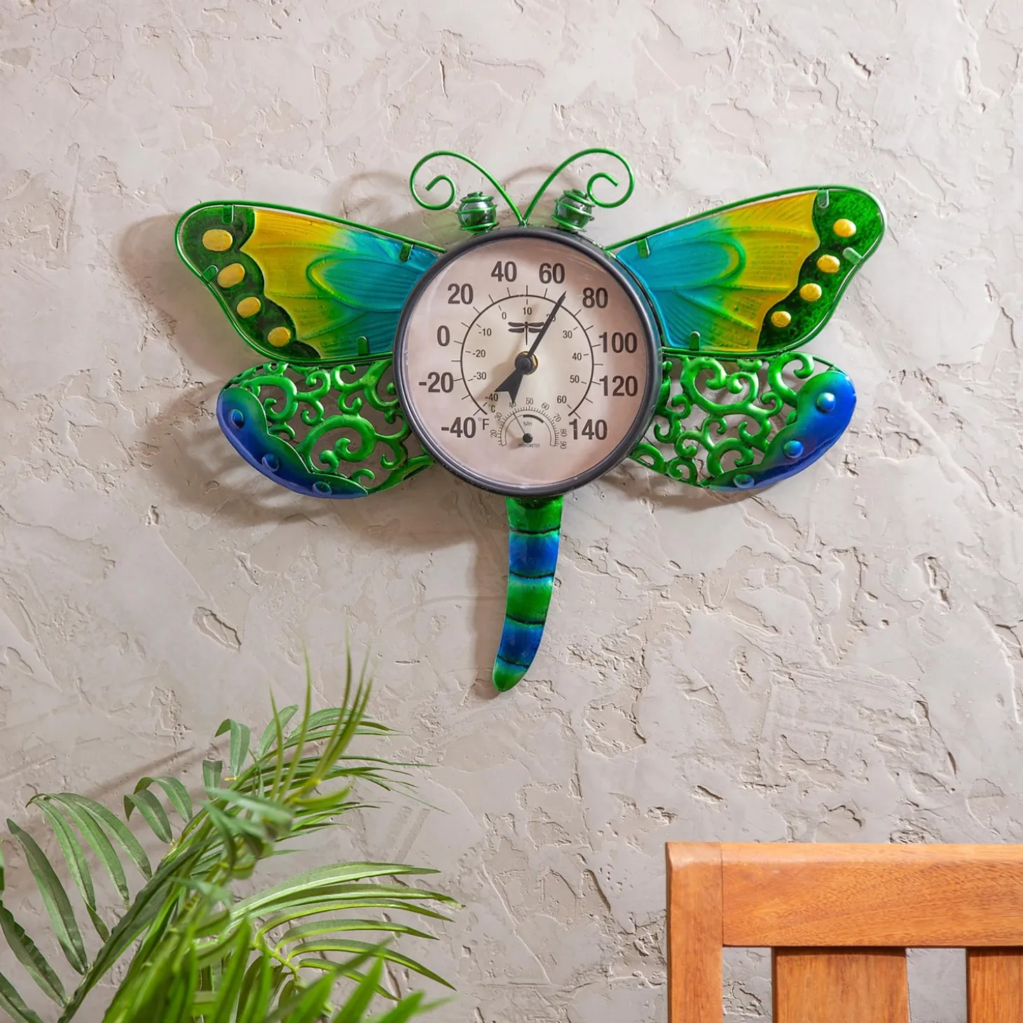 Outdoor Wall Art>Plow & Hearth Dragonfly Outdoor Wall Thermometer