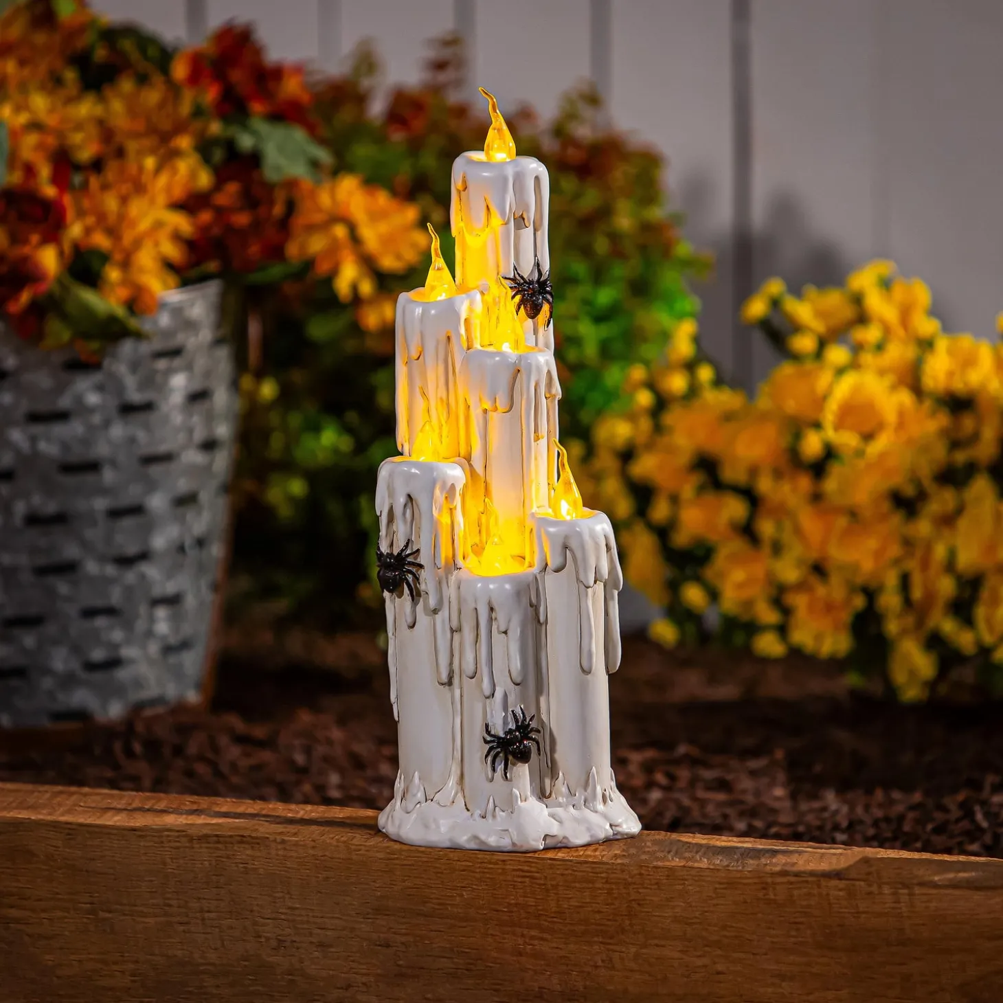 Garden Statues>Plow & Hearth Dripping Candle LED Statuary, 16"H