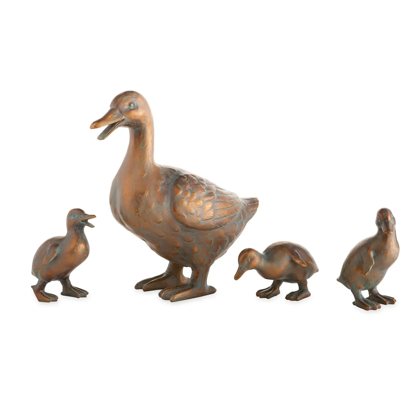 Garden Statues>Plow & Hearth Duck Family with Mother and Three Babies, Set of 4