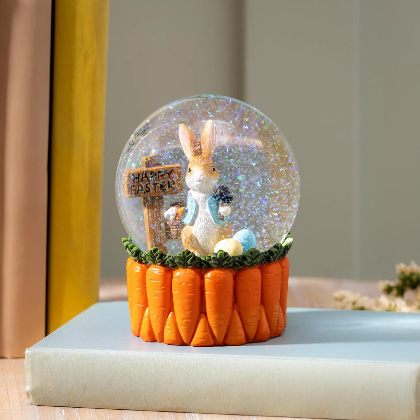 Decorative Accents>Plow & Hearth Easter Bunny Resin Water Globe, 5"