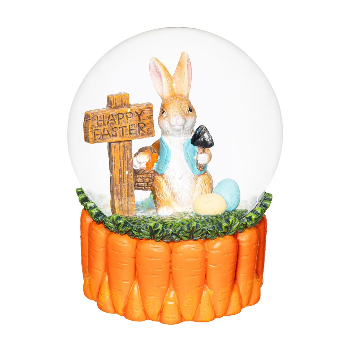 Decorative Accents>Plow & Hearth Easter Bunny Resin Water Globe, 5"