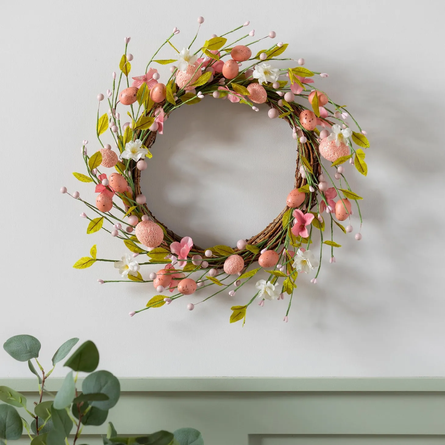 Wreaths | Faux Flowers & Plants>Plow & Hearth Easter Egg Wreath, 16"H