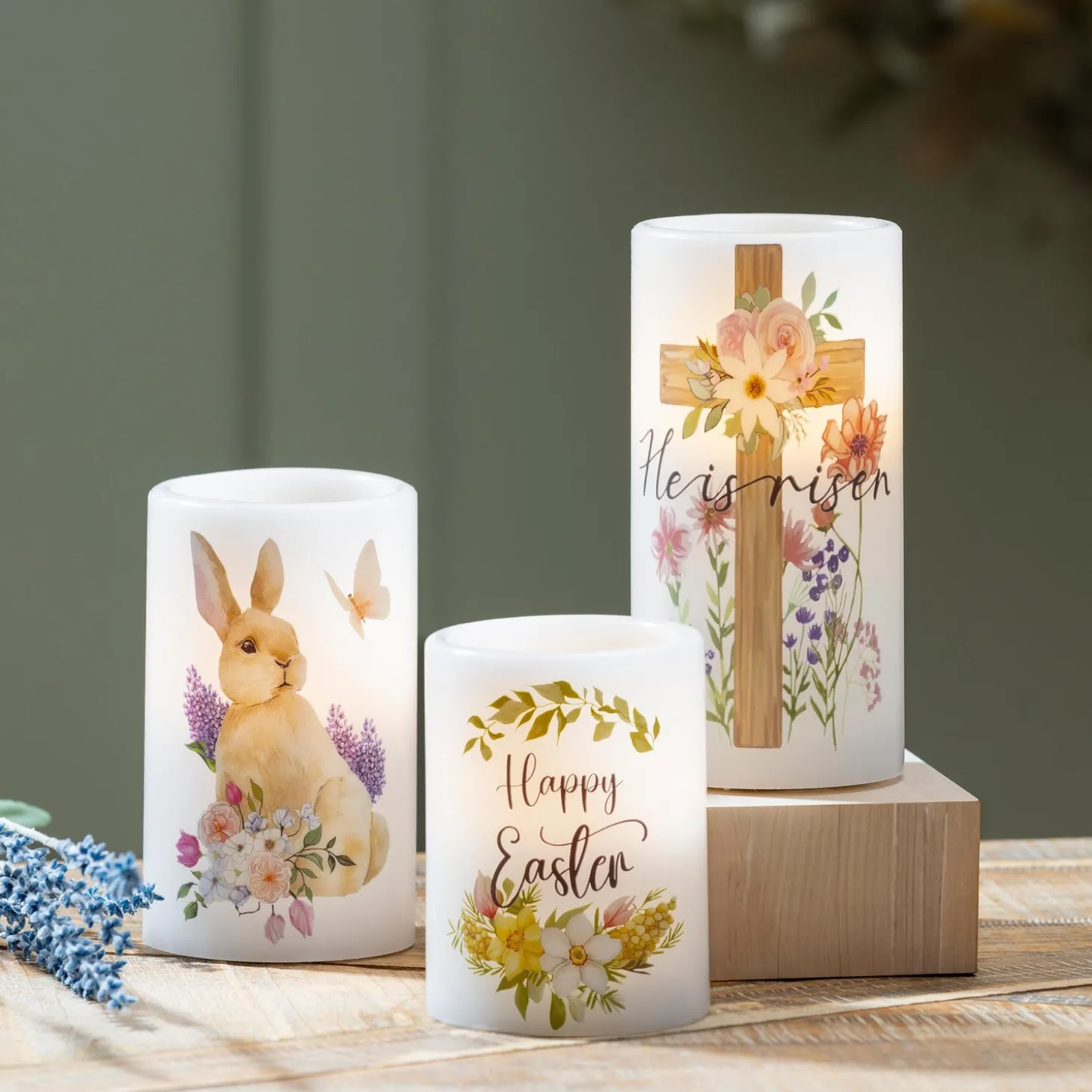 Decorative Accents | Candles & Lanterns>Plow & Hearth Easter LED Wax Candle Set