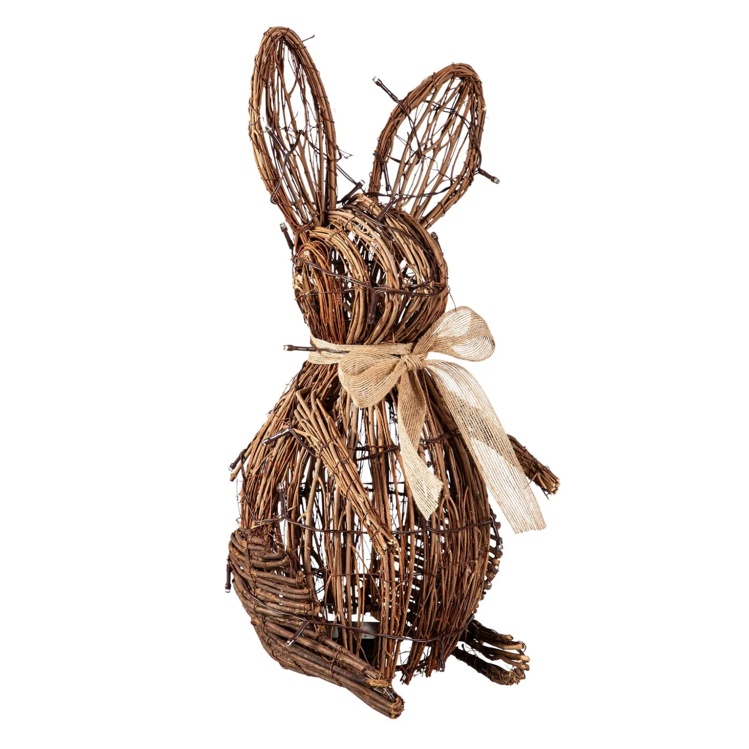 Decorative Accents | Lighted Accents>Plow & Hearth Easter Rattan Bunny LED Decor, 18.5"H