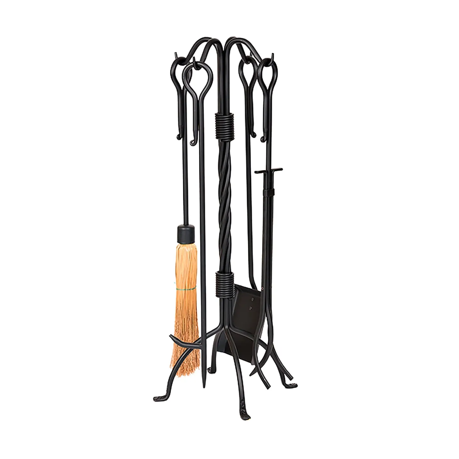 Fireplace Tool Sets>Plow & Hearth Elegant Twist Hearth Tool Set