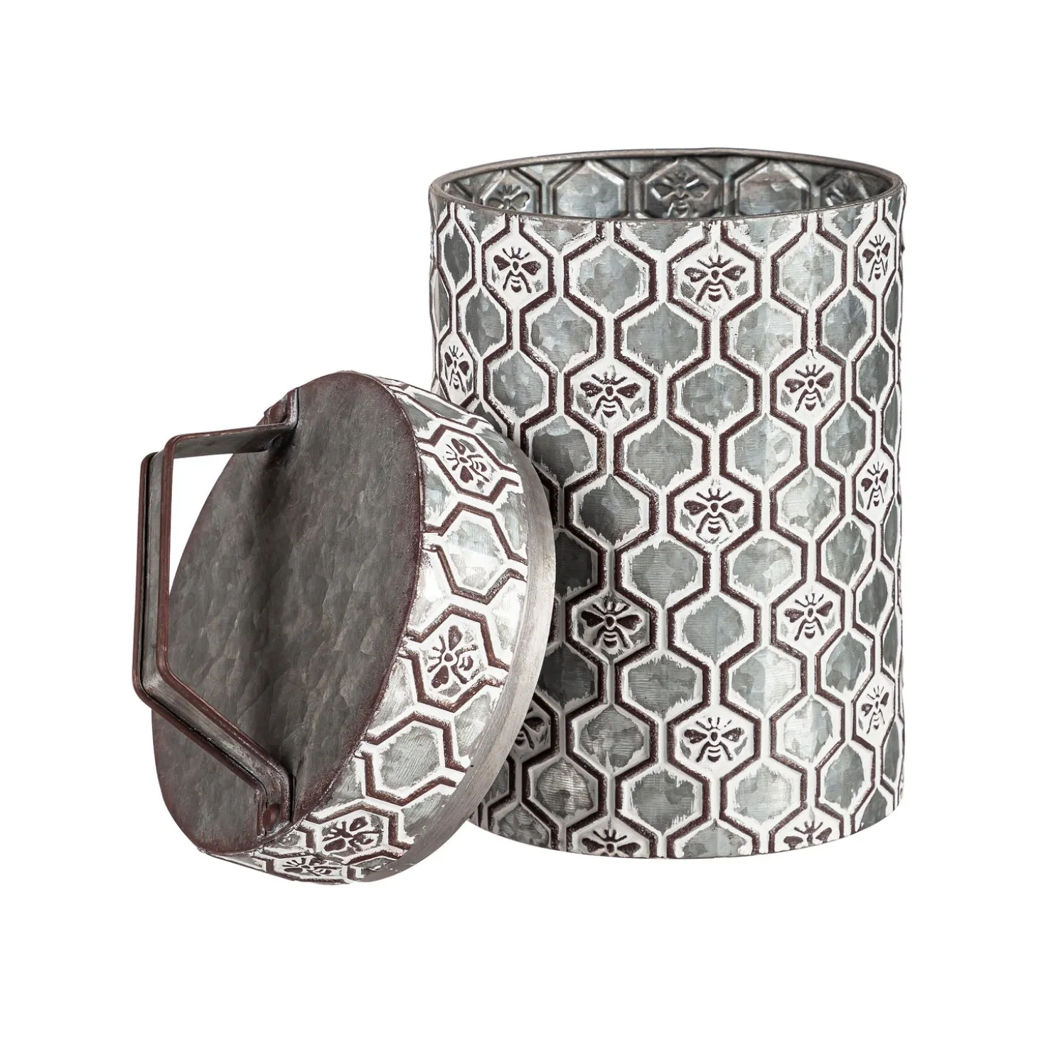 Canisters & Storage>Plow & Hearth Embossed Honeycomb Storage Containers, Set of 2