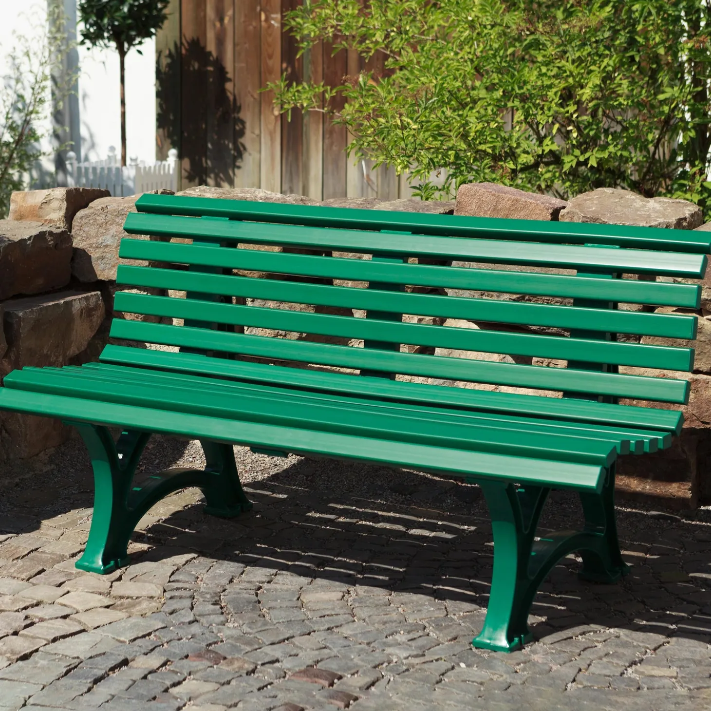 Outdoor Benches>Plow & Hearth Ergonomic Weatherproof PVC Garden Bench Green