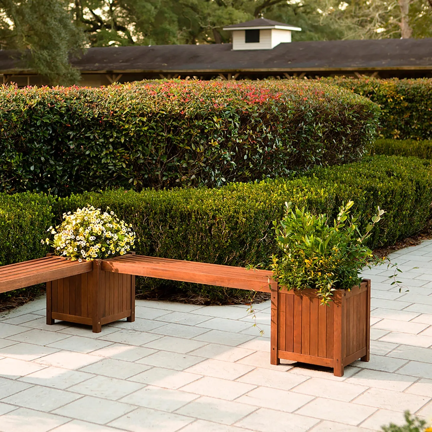 Arbors & Trellises | Outdoor Benches>Plow & Hearth Eucalyptus Slatted Bench Seat