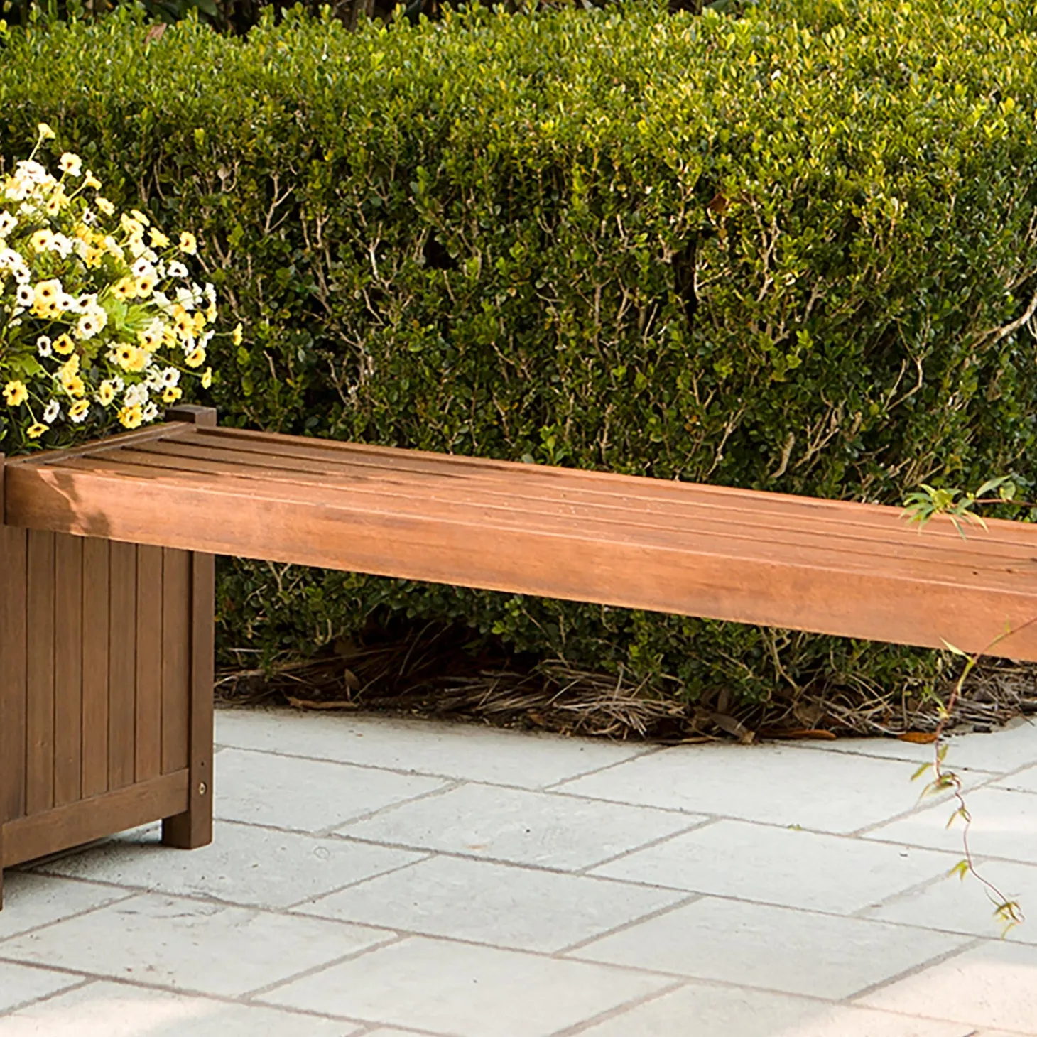 Arbors & Trellises | Outdoor Benches>Plow & Hearth Eucalyptus Slatted Bench Seat