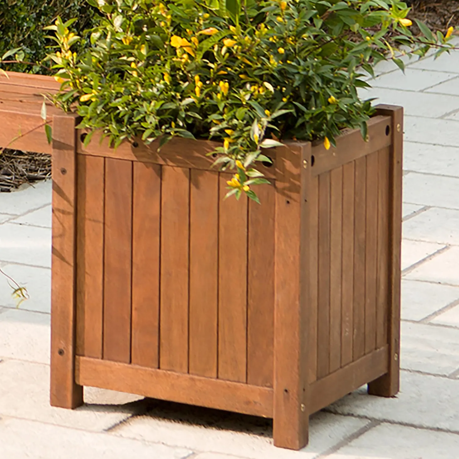 Planters & Plant Stands | Arbors & Trellises>Plow & Hearth Eucalyptus Square Planter/Seat