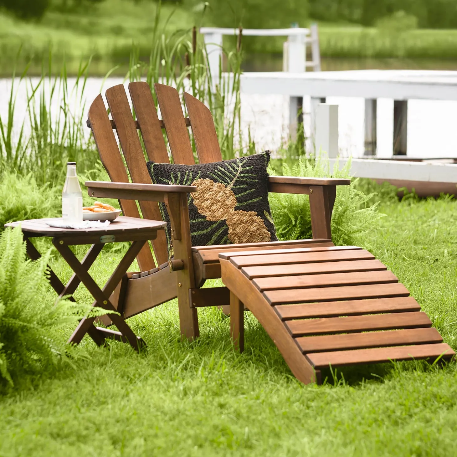 Adirondack Chairs>Plow & Hearth Eucalyptus Wood Adirondack Ottoman NaturalStain