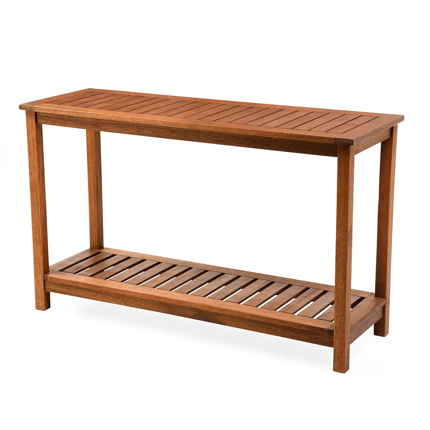 Outdoor Dining Sets | Outdoor Side Tables>Plow & Hearth Eucalyptus Wood Console Table, Lancaster Outdoor Furniture Collection Natural