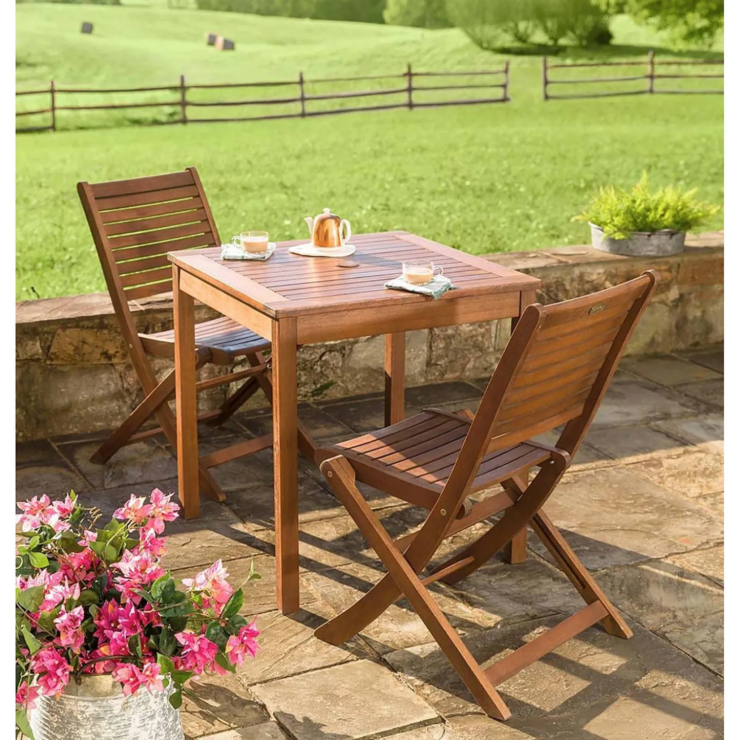 Outdoor Dining Sets>Plow & Hearth Eucalyptus Wood Outdoor Square Bistro Table