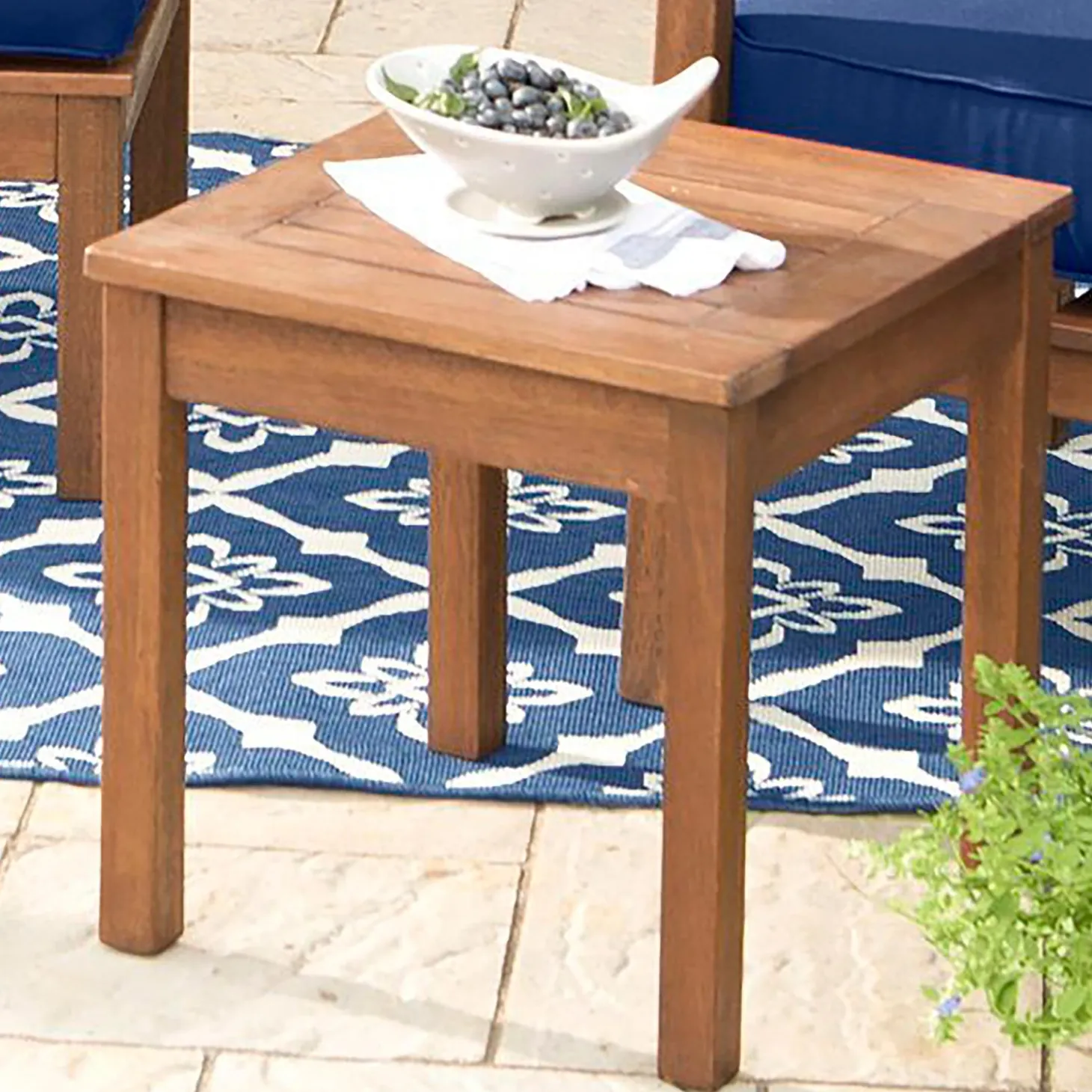 Outdoor Benches | Outdoor Side Tables>Plow & Hearth Eucalyptus Wood Side Table, Lancaster Outdoor Furniture Collection Natural