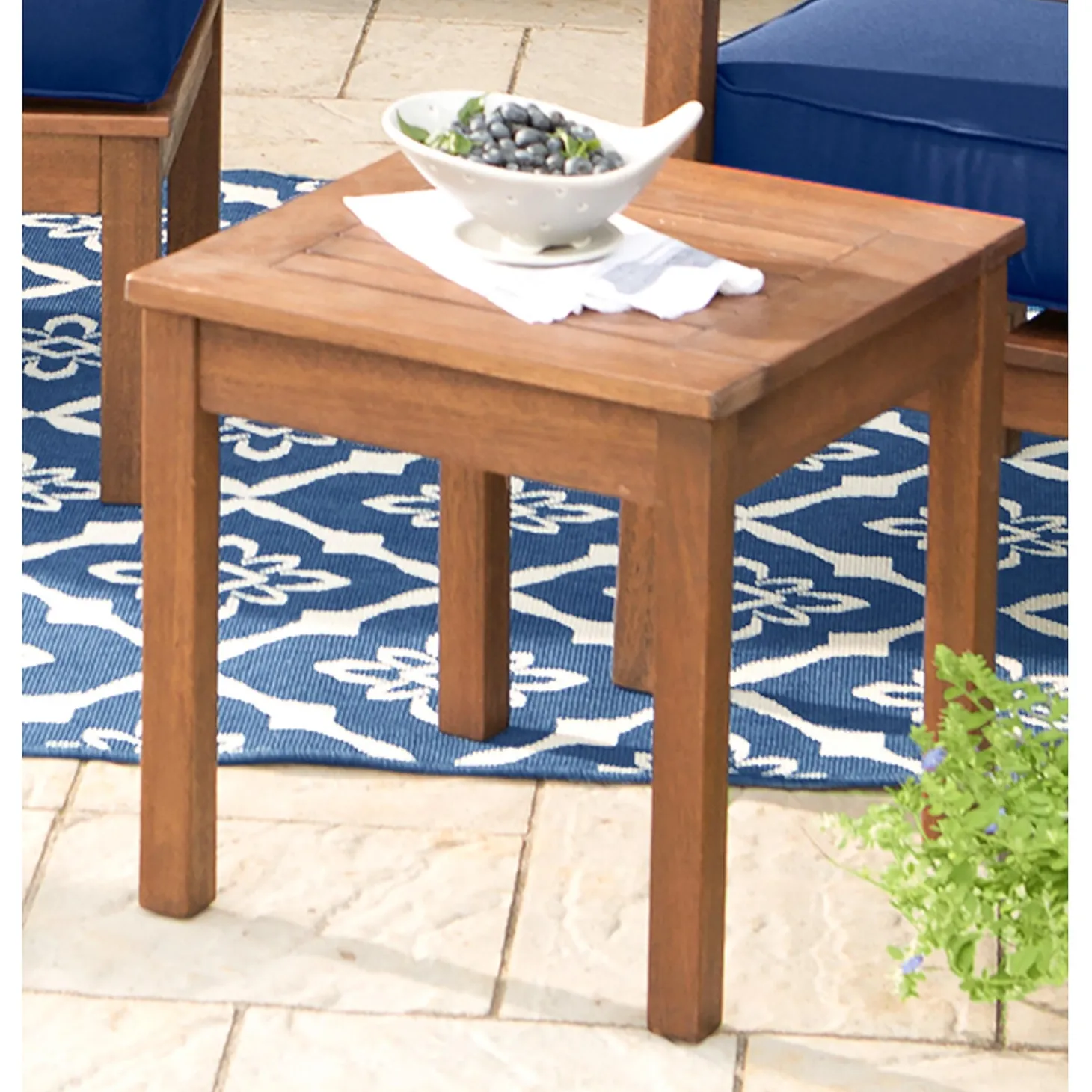 Outdoor Side Tables>Plow & Hearth Eucalyptus Wood Side Table, Lancaster Outdoor Furniture Collection - Natural