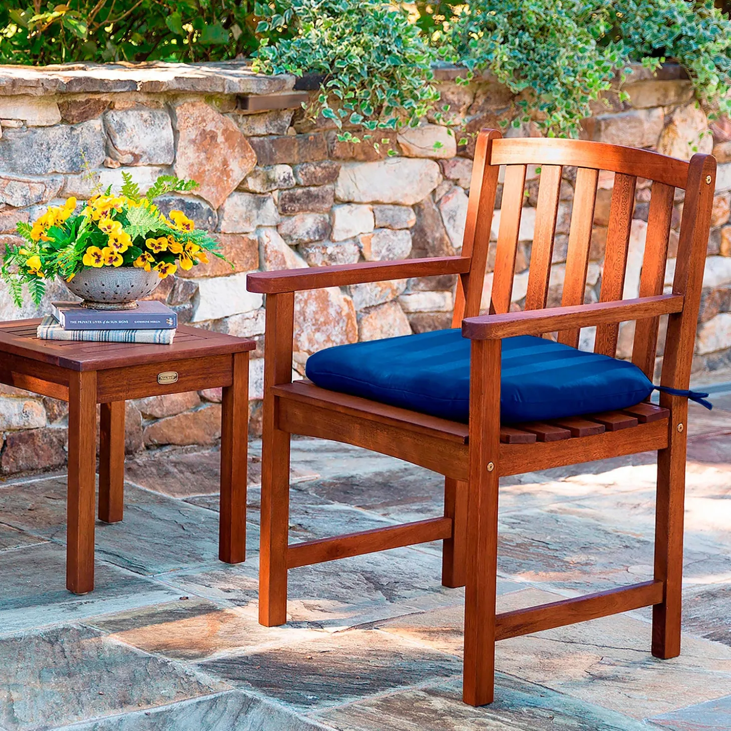 Outdoor Side Tables>Plow & Hearth Eucalyptus Wood Side Table, Lancaster Outdoor Furniture Collection - Natural