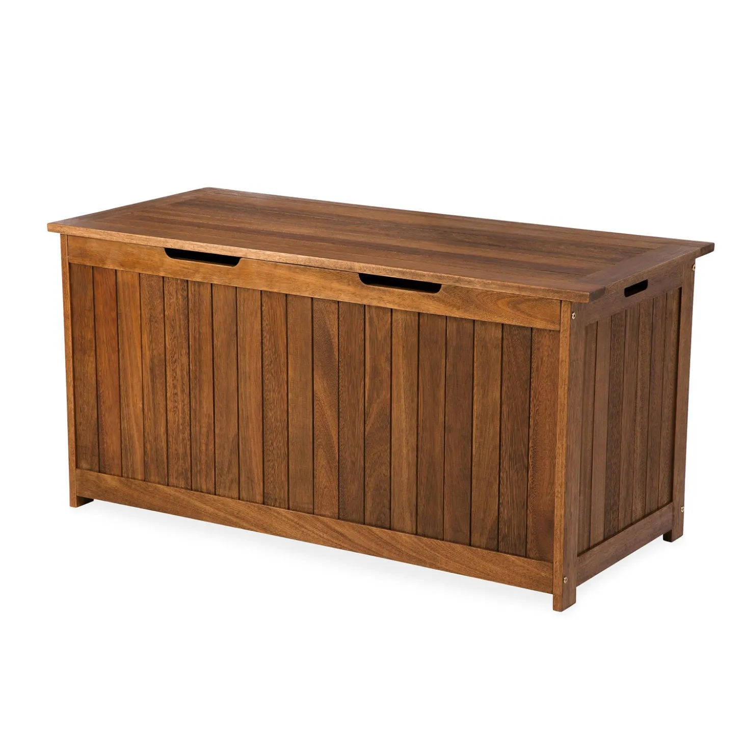 Outdoor Benches>Plow & Hearth Eucalyptus Wood Storage Box, Lancaster Outdoor Furniture Collection Natural