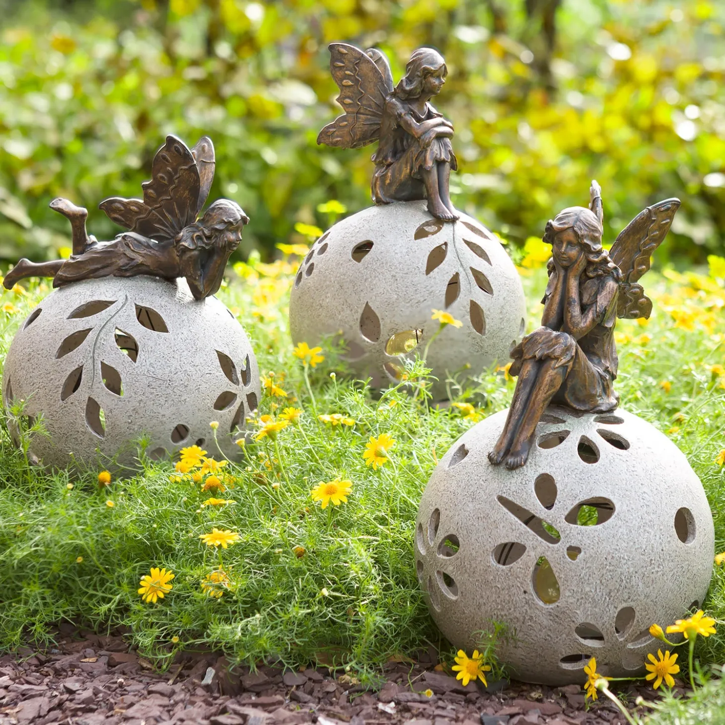 Garden Statues | Solar Accents>Plow & Hearth Fairy Solar Globe Garden Light