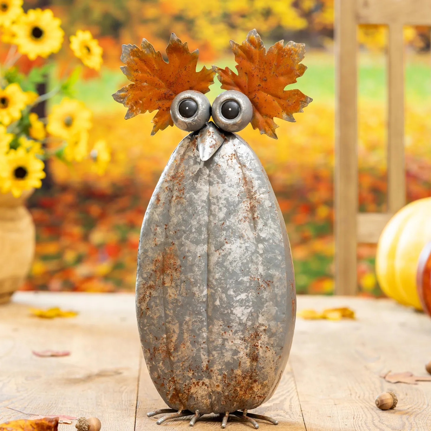 Garden Statues>Plow & Hearth Fall Owl Metal Statue, 17"H