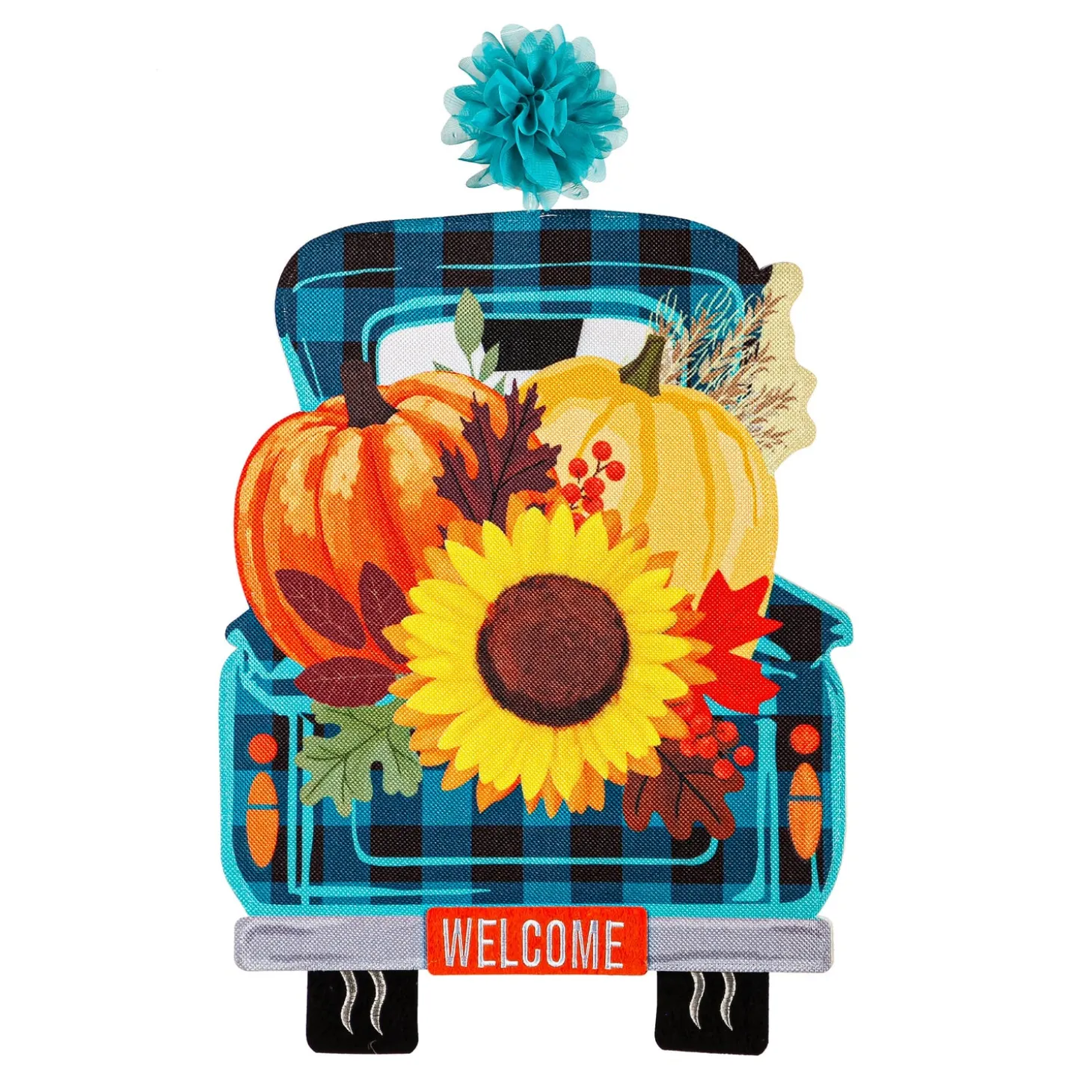 Fabric Door Hangers>Plow & Hearth Fall Plaid Truck Lighted Window Décor